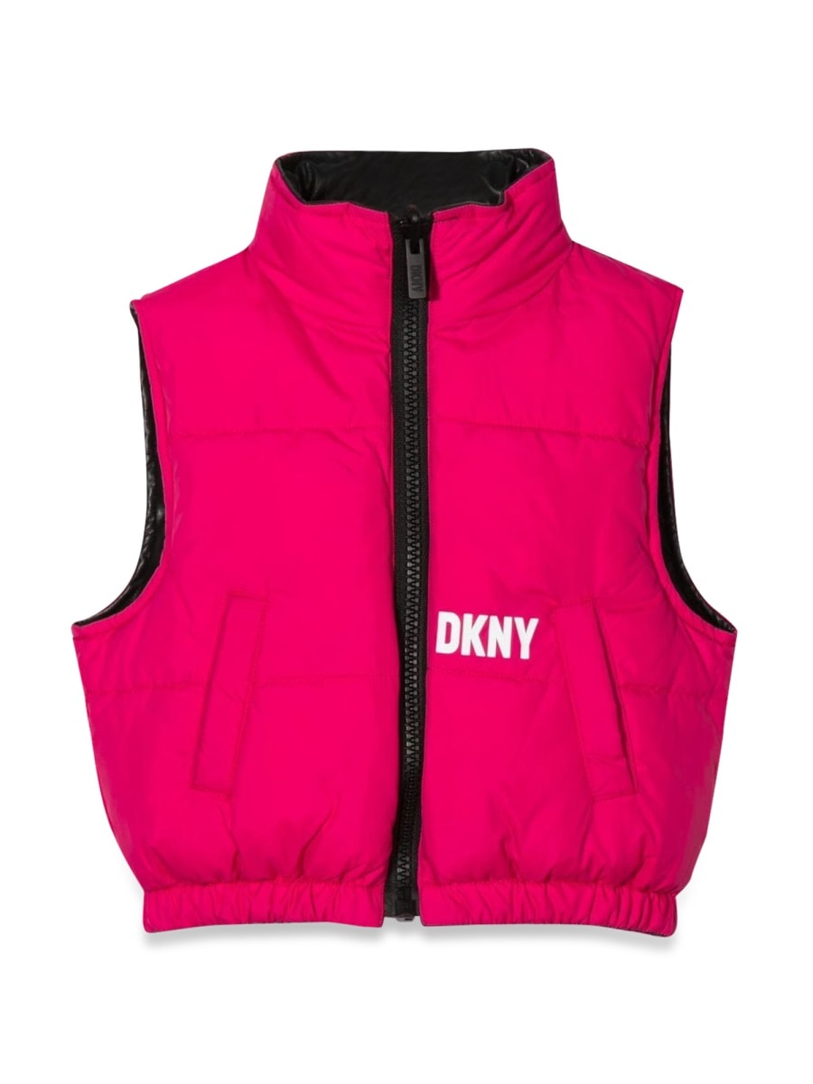 Shop Dkny Reversible Sleeveless Down Jacket In Black