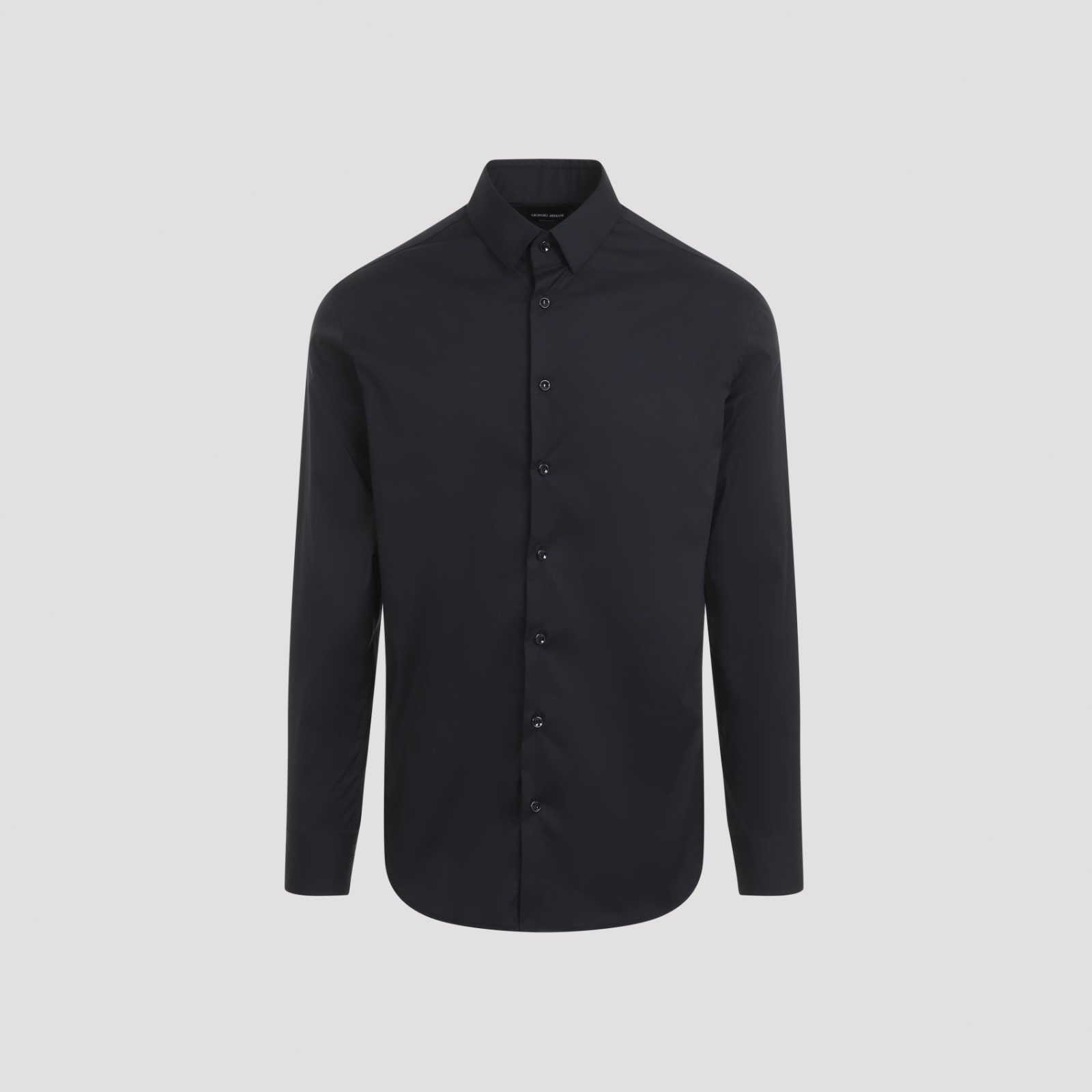Giorgio Armani Long-sleeved Button-up Shirt In Dark Navy