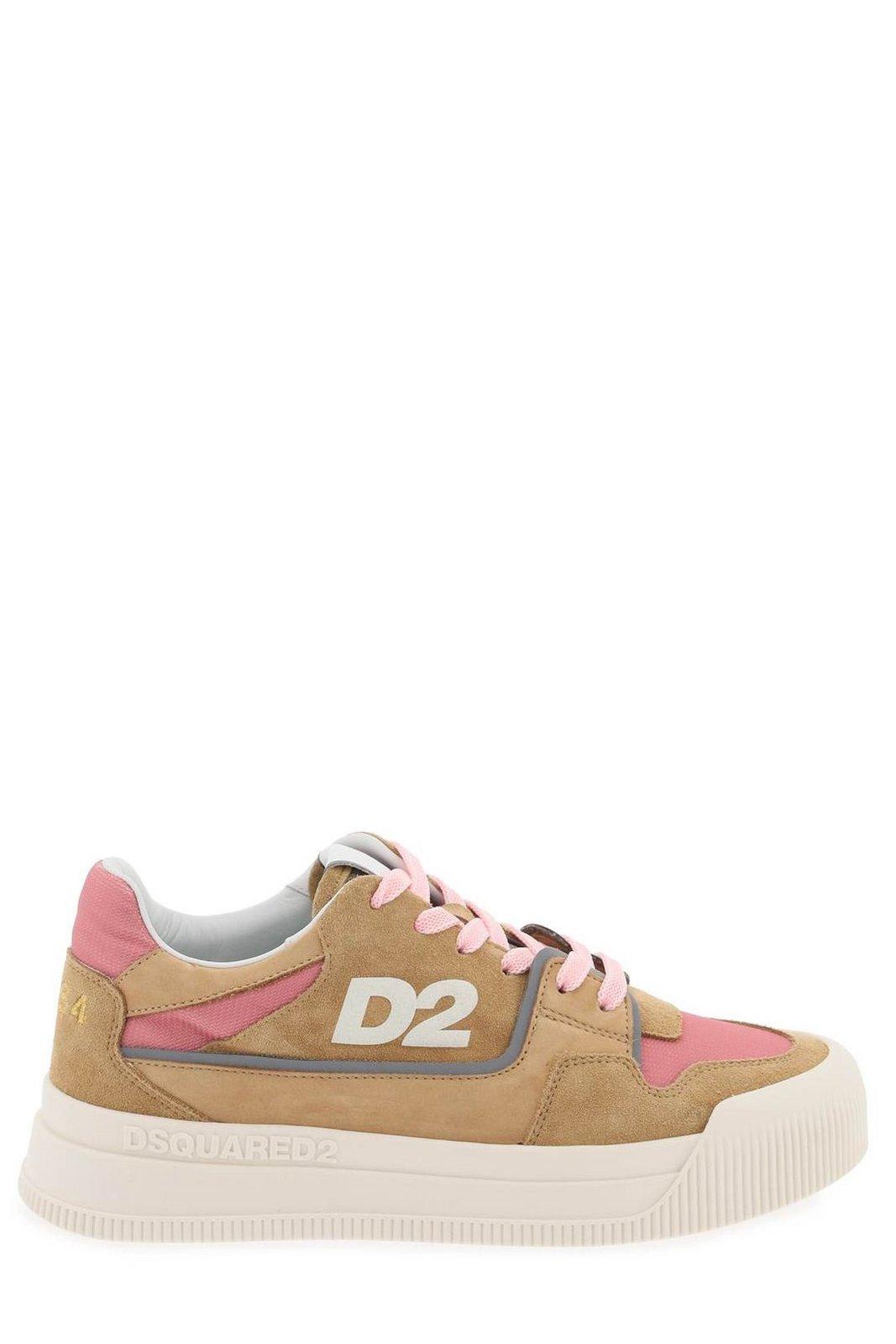 Shop Dsquared2 Logo Debossed Low-top Sneakers In Tobacco Rose (beige)