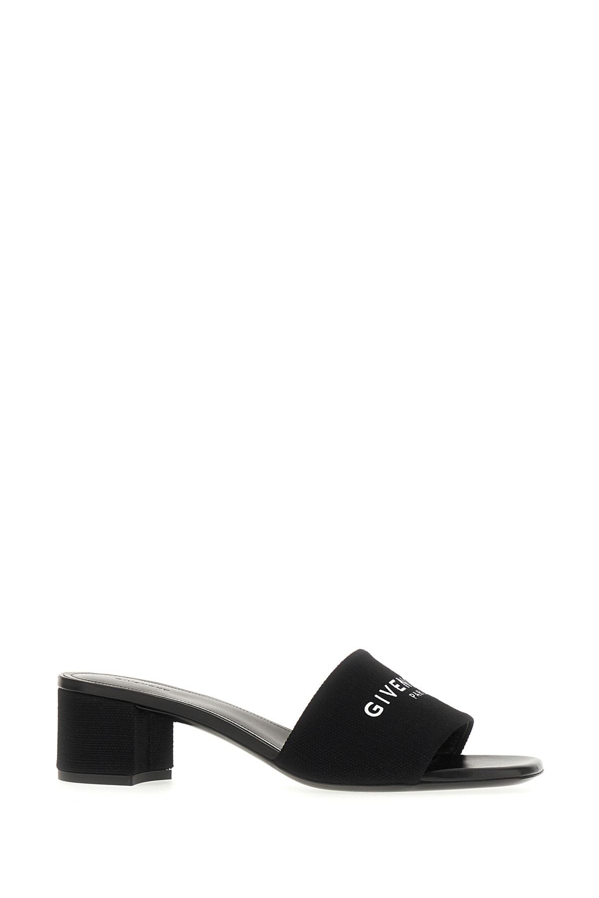 Shop Givenchy Black Leather And Fabric Mules In 001