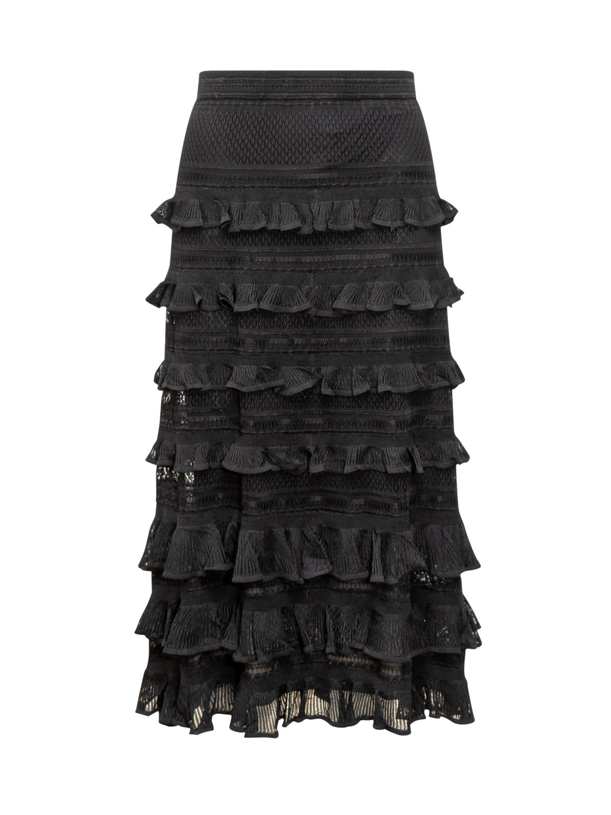 Shop Zimmermann Illustration Frilled Skirt In Black