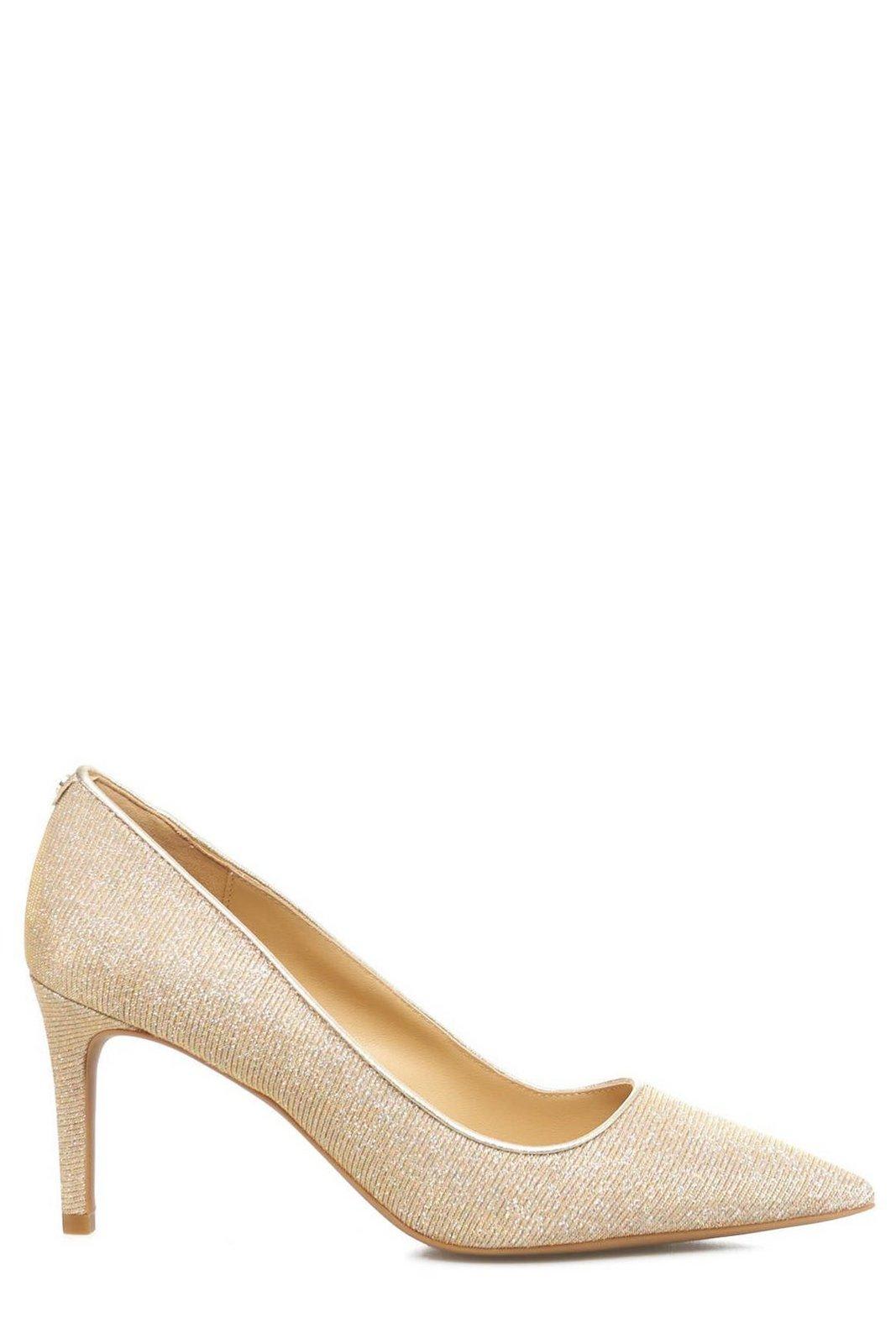 Michael Michael Kors Glittered Pointed Toe Pumps In Neutral