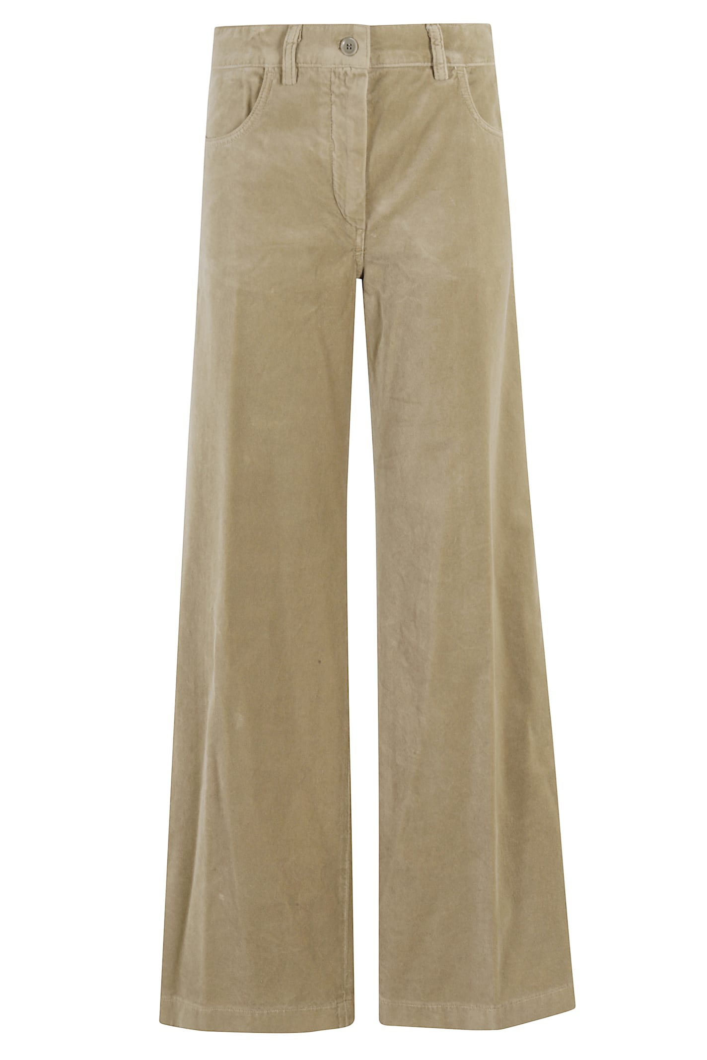 Aspesi Wide-leg Velvet Trousers In Brown