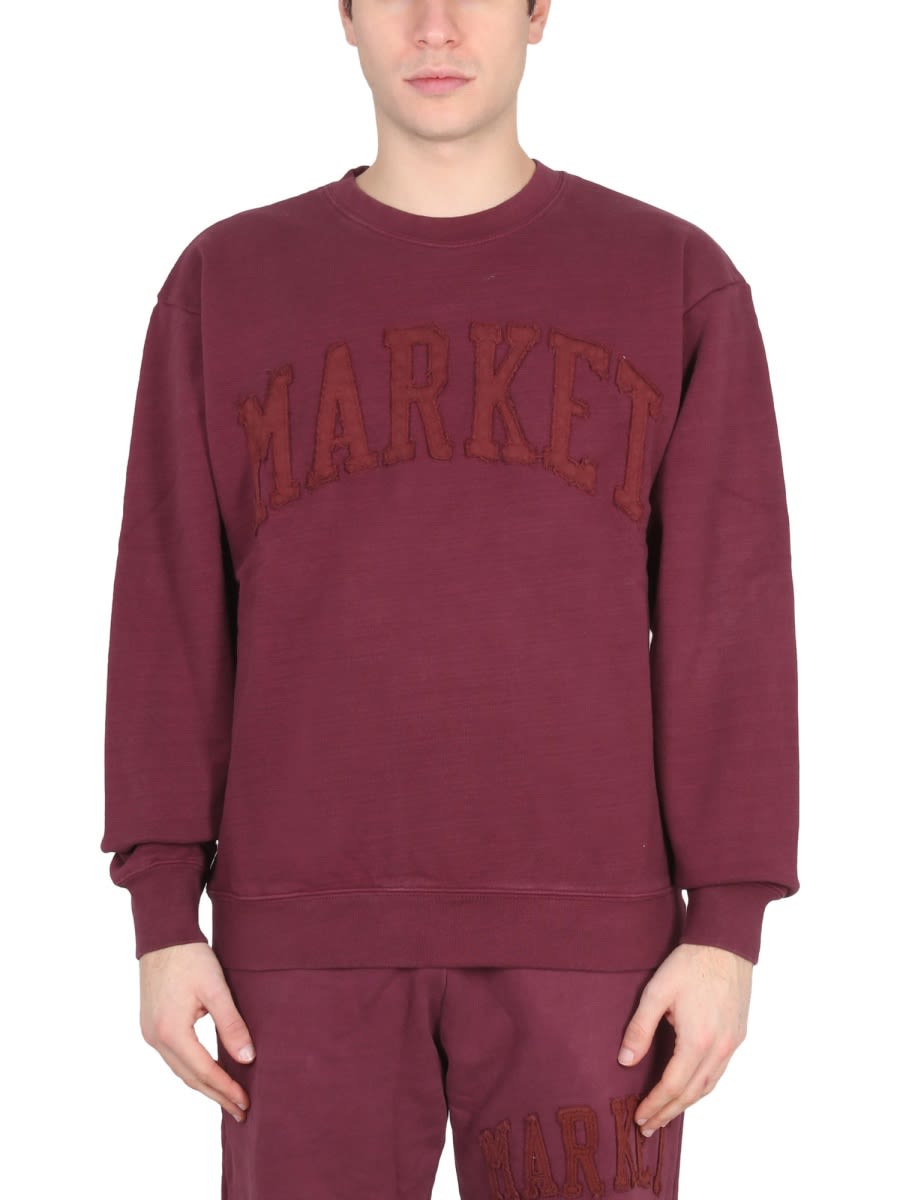 Market Vintage Wash Sweatshirt Cross-neck In Bordeaux
