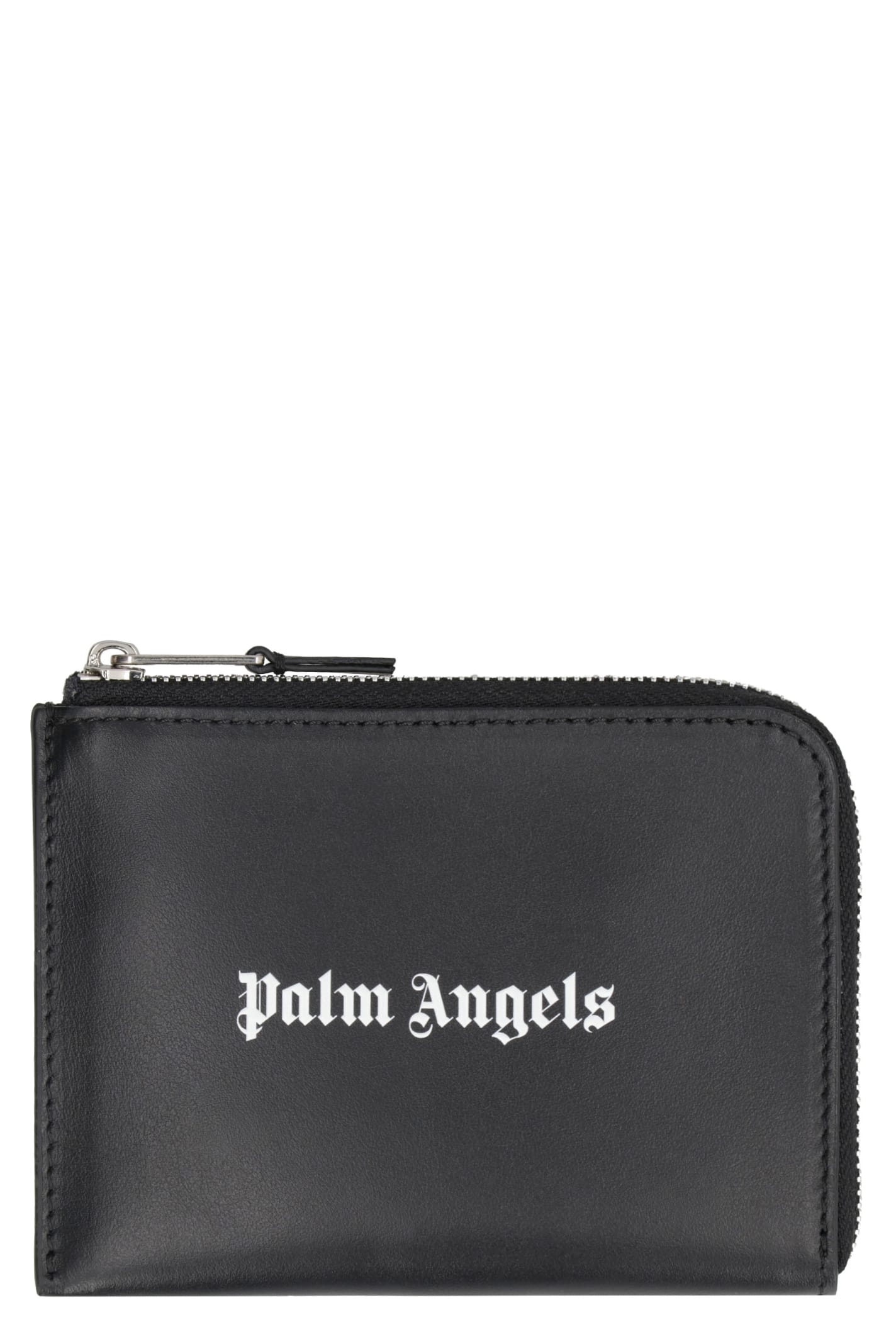 Shop Palm Angels Leather Card Holder In Black