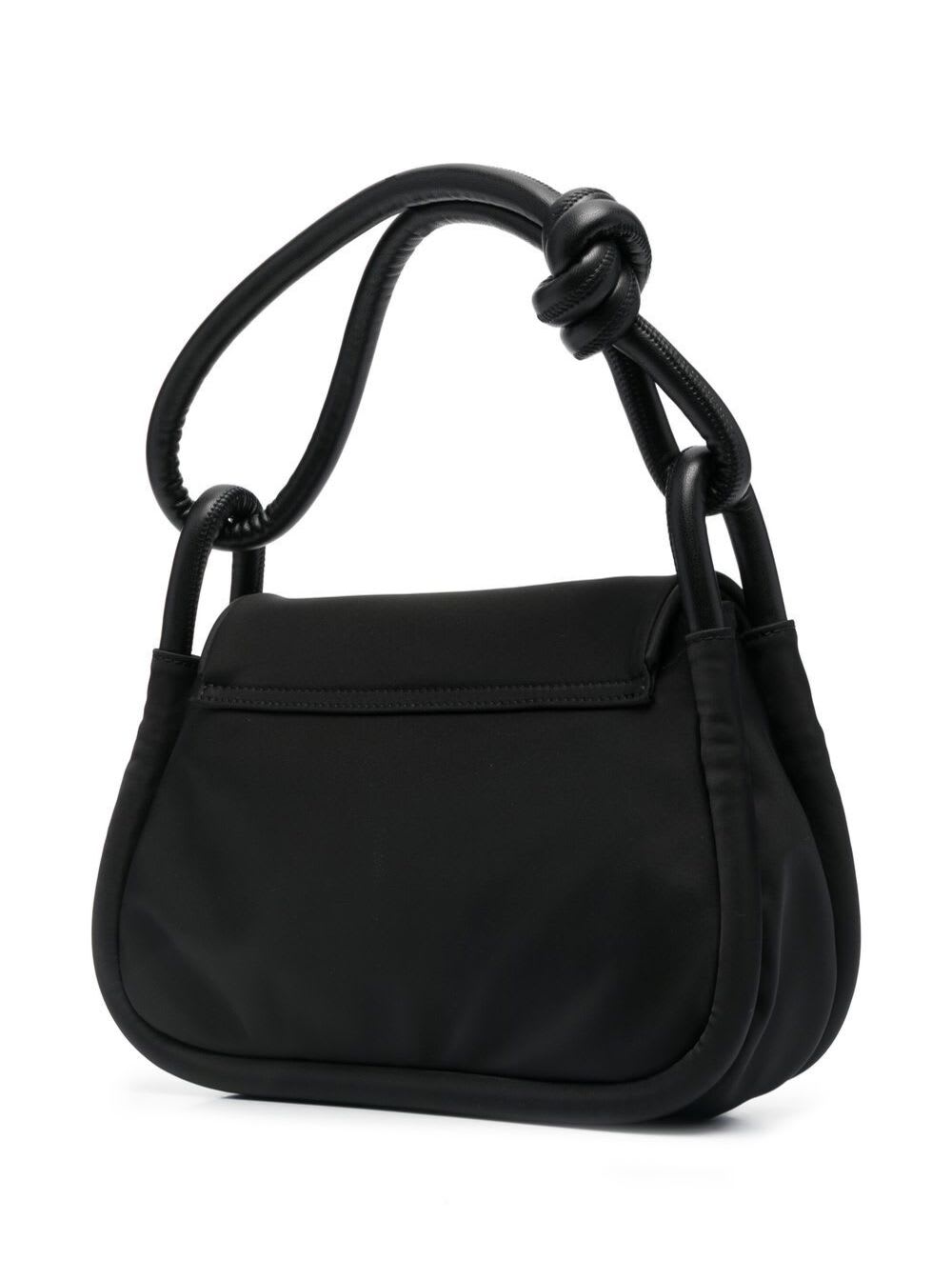 Shop Ganni Black Knot Flap Over Tote Bag In Polyester Woman