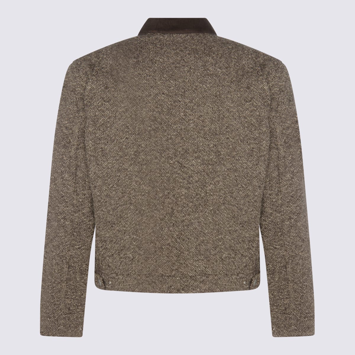 Auralee Textured Fabric Long Sleeve Jacket With Pocket In Brown