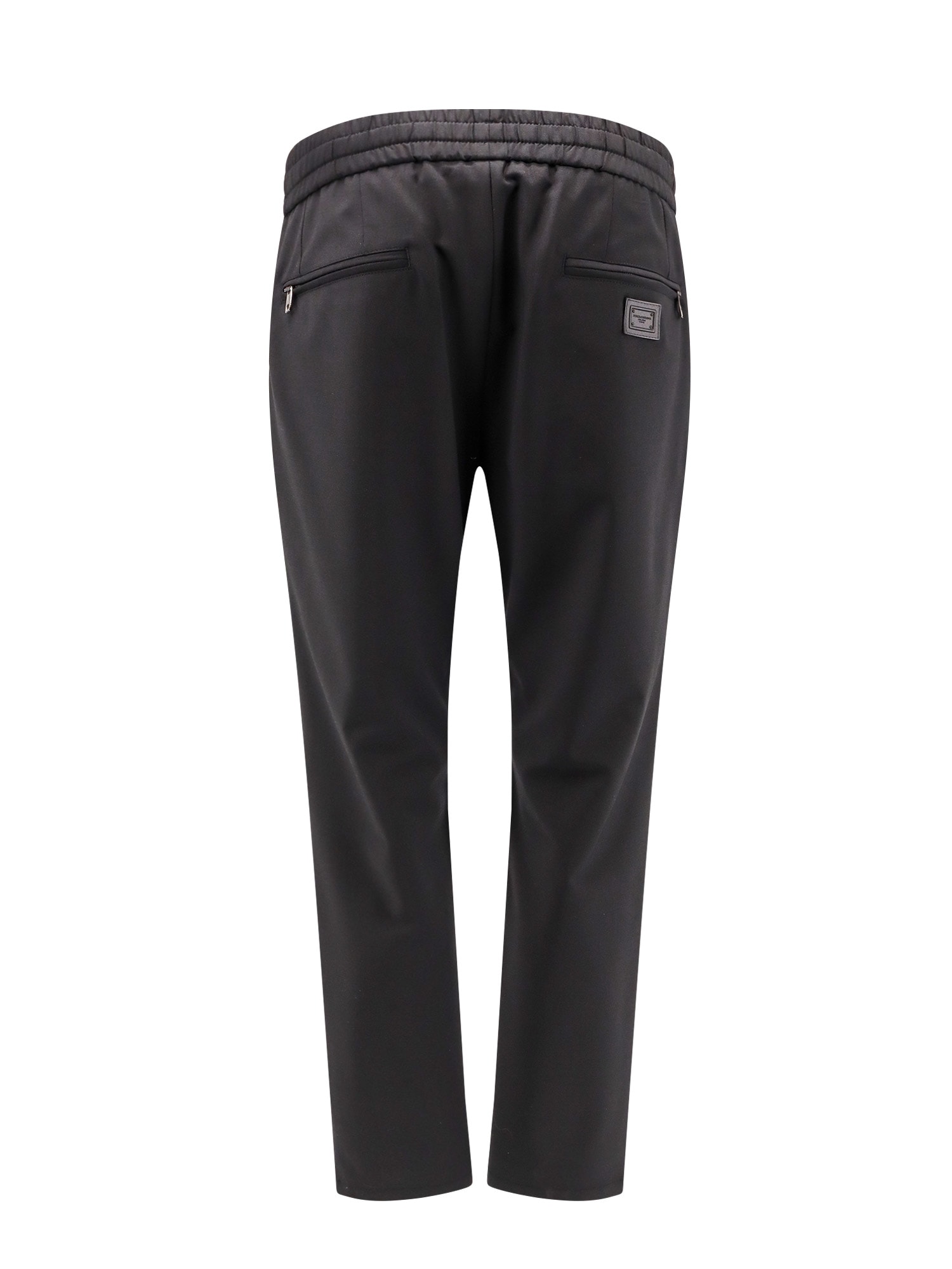 Dolce & Gabbana Virgin Wool Trouser With Drawstring In Black