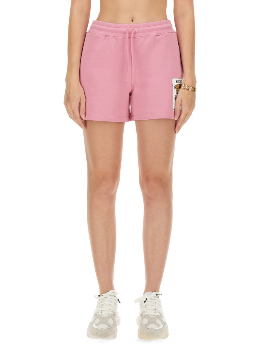 Shop Moschino Sweatshirt Shorts In Pink