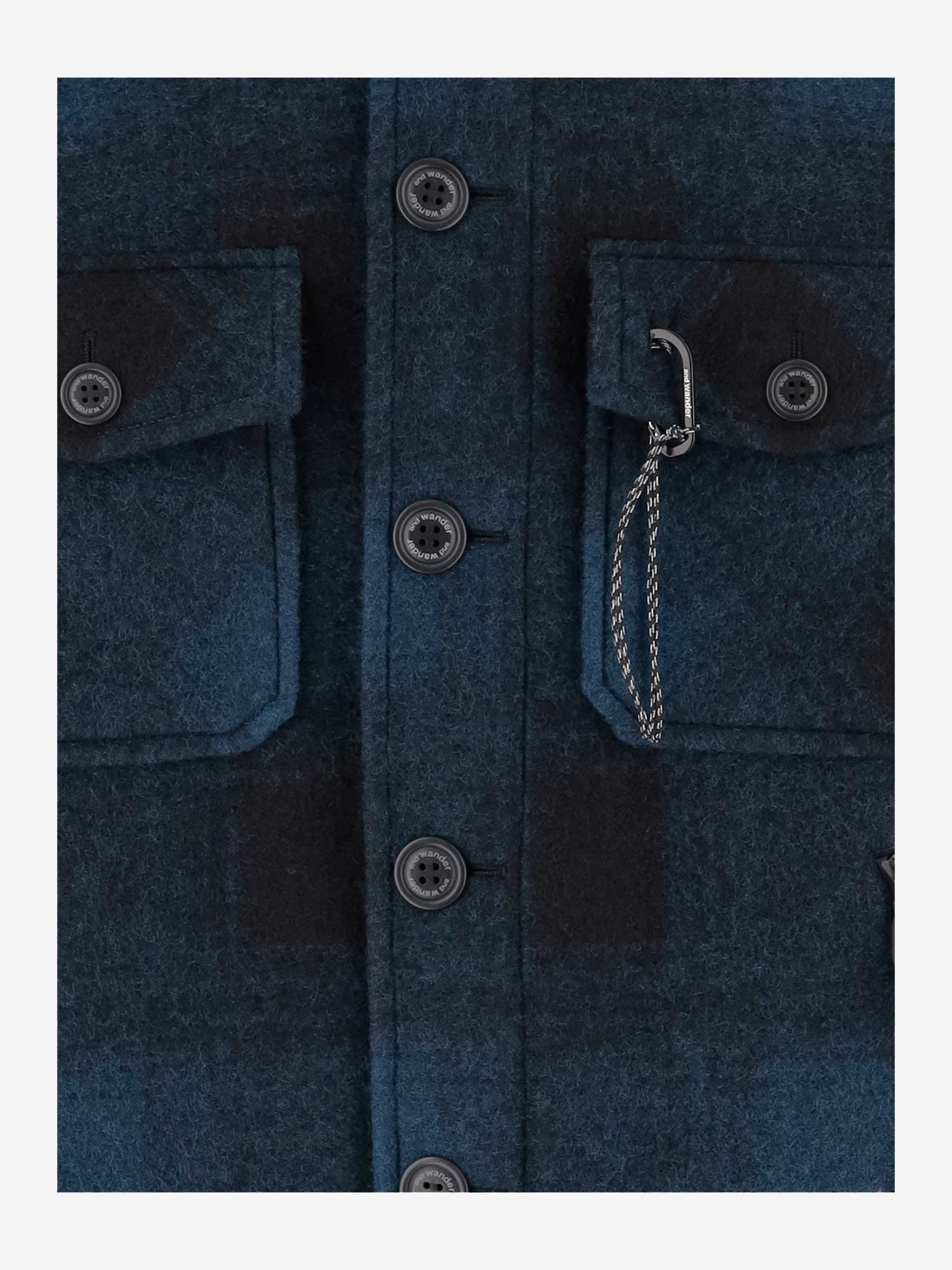 And Wander Checked Wool Blend Jacket In Animal Print