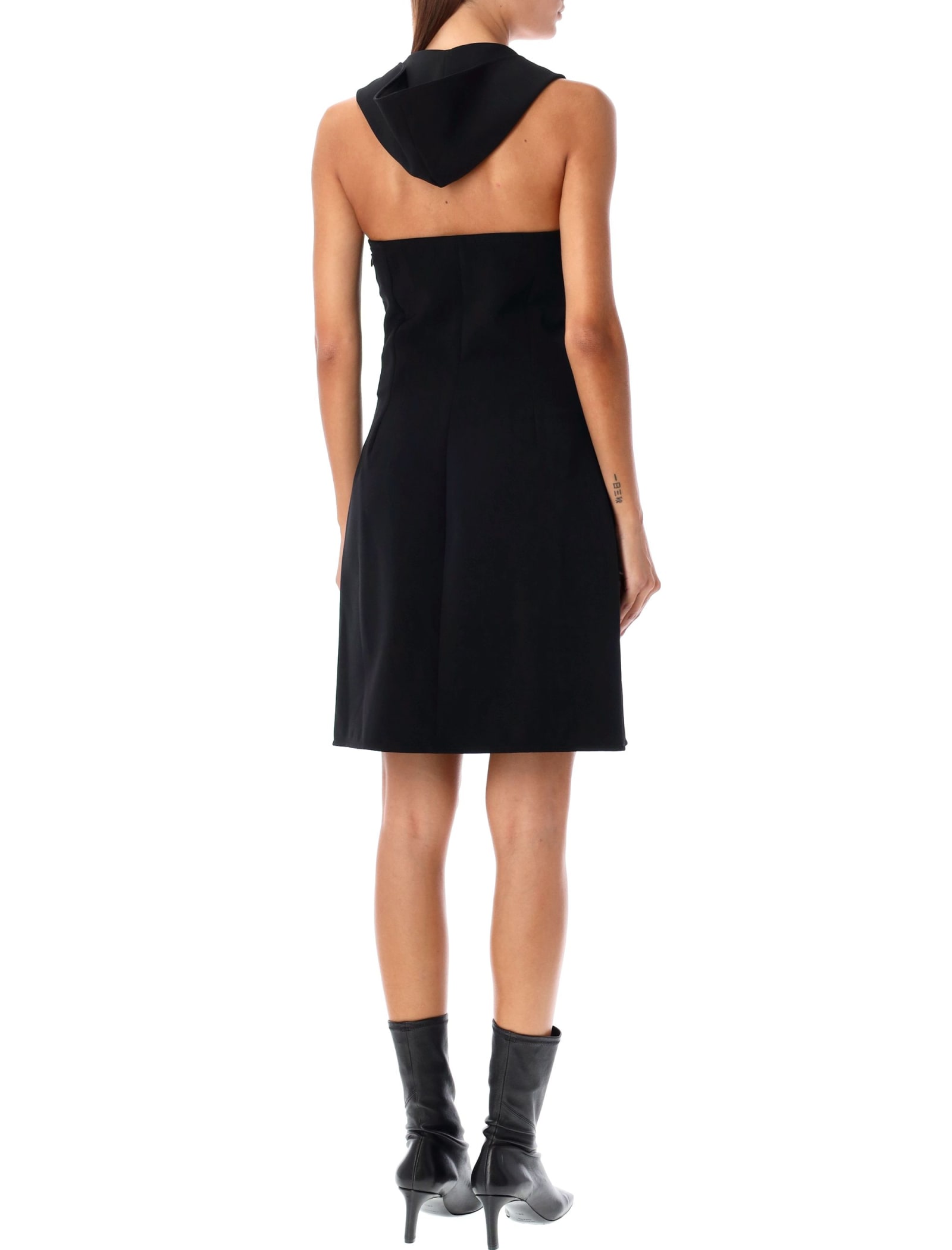 Shop Courrèges Hooded Mini Dress In Black