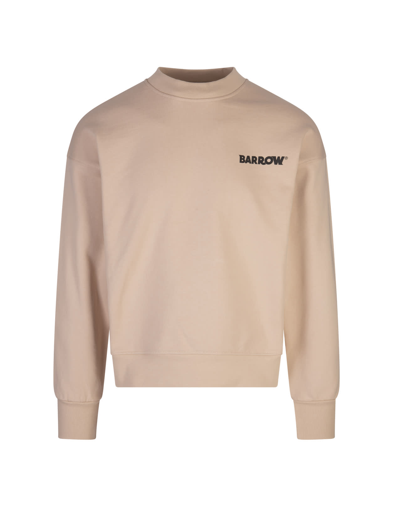 Beige Crew Neck Sweatshirt With Logo And Smile