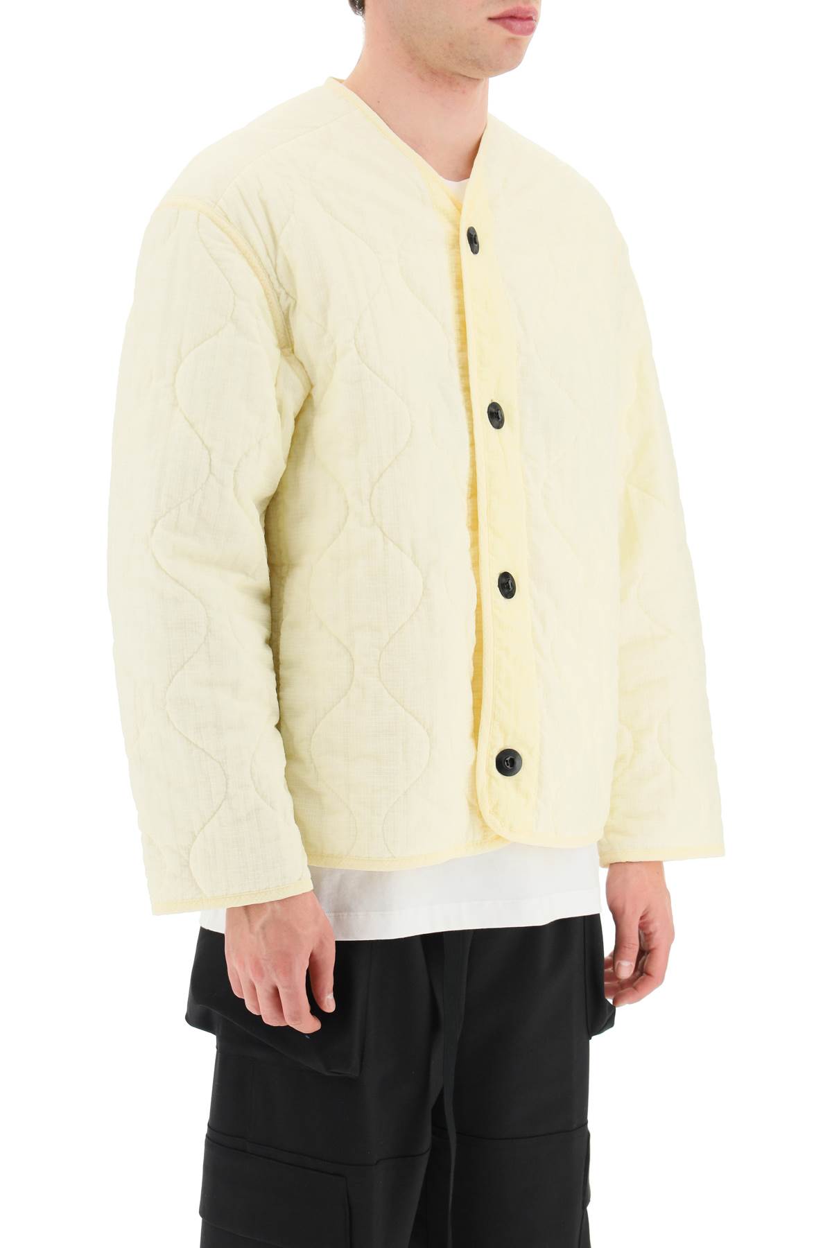 Shop Oamc Combat Liner Quilted Ripstop Jacket In Pollen (white)