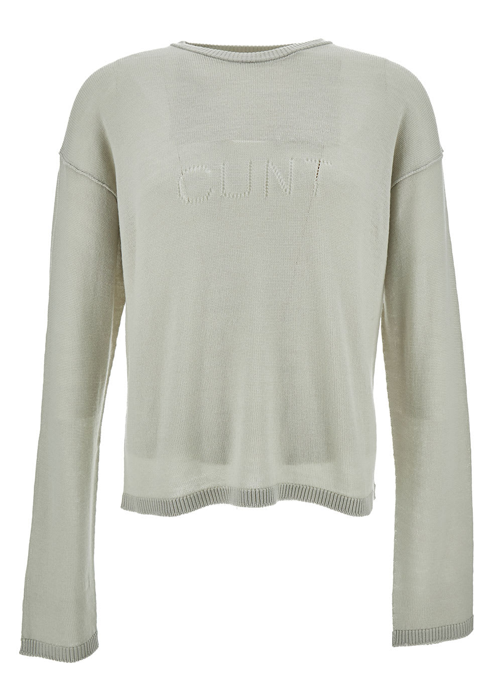 Grey Long Sleeve Top With Cunt Writing In Wool Man