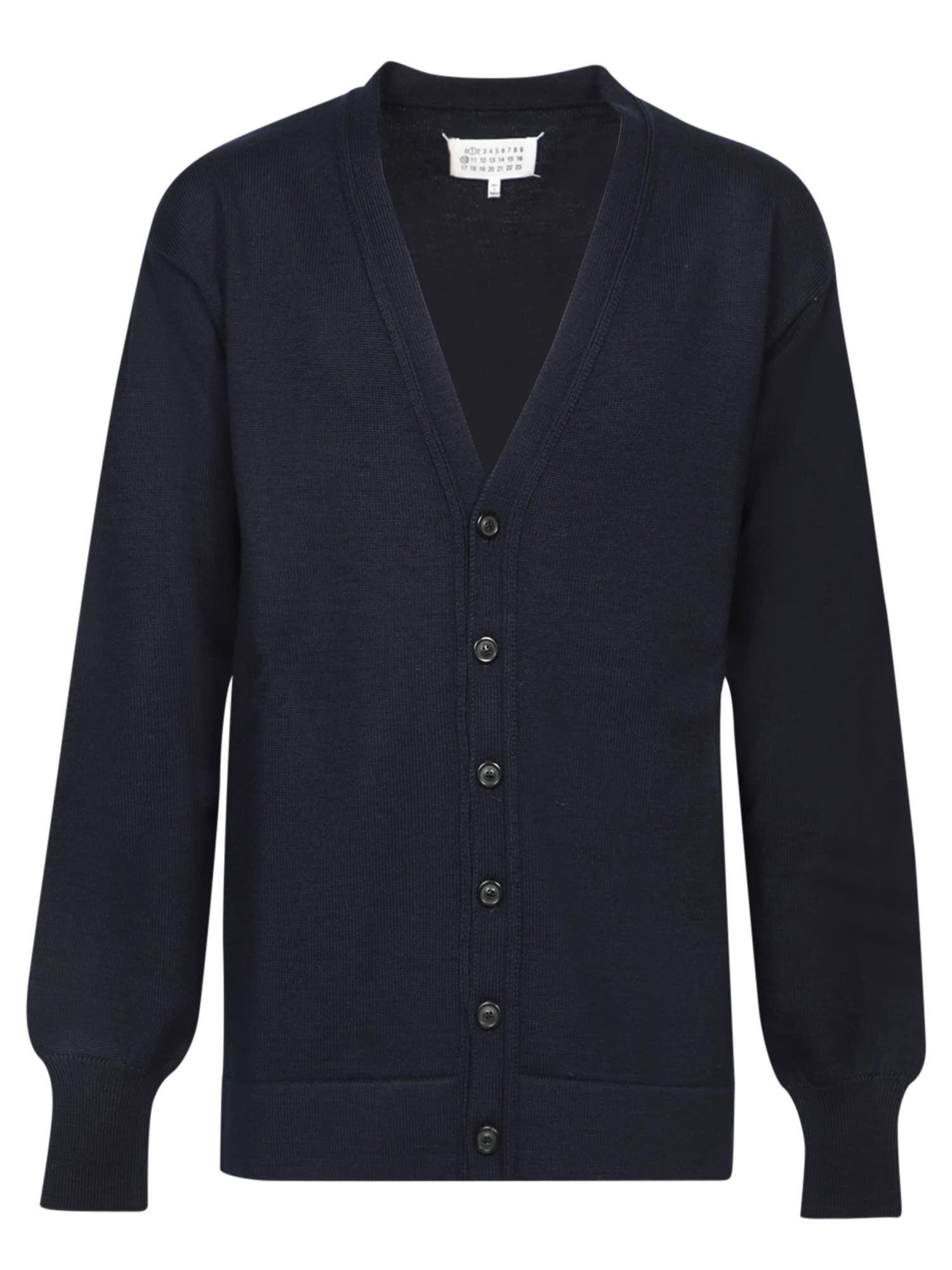 Shop Maison Margiela Blue V-neck Cardigan