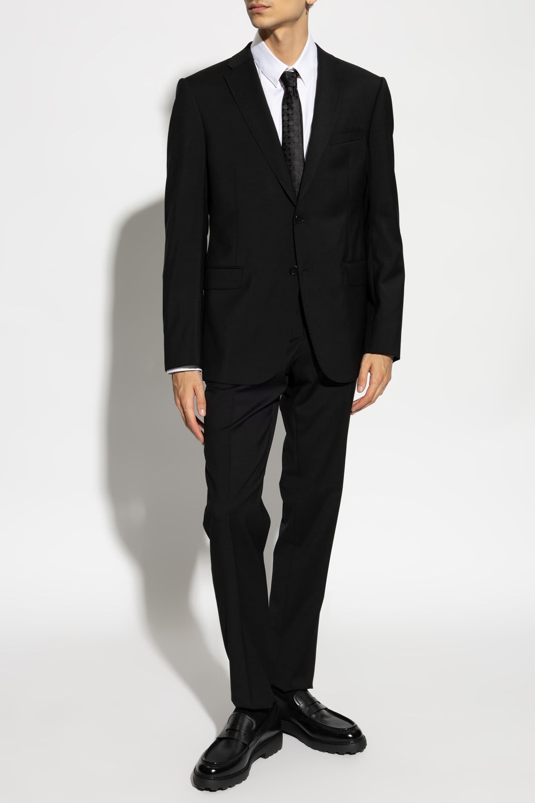 Shop Emporio Armani Wool Suit In Black