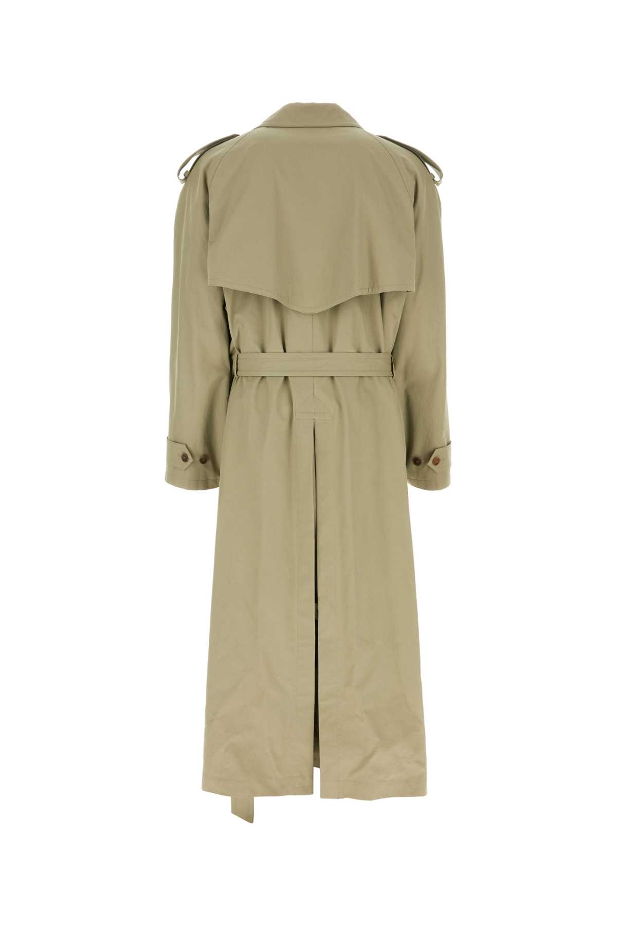 Shop Balenciaga Sand Cotton Trench Coat In Militarybeige