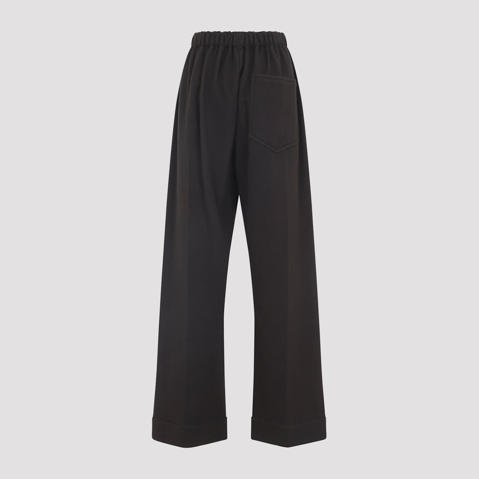 Carven Elasticated-waist Cuffed Straight Trousers In Black