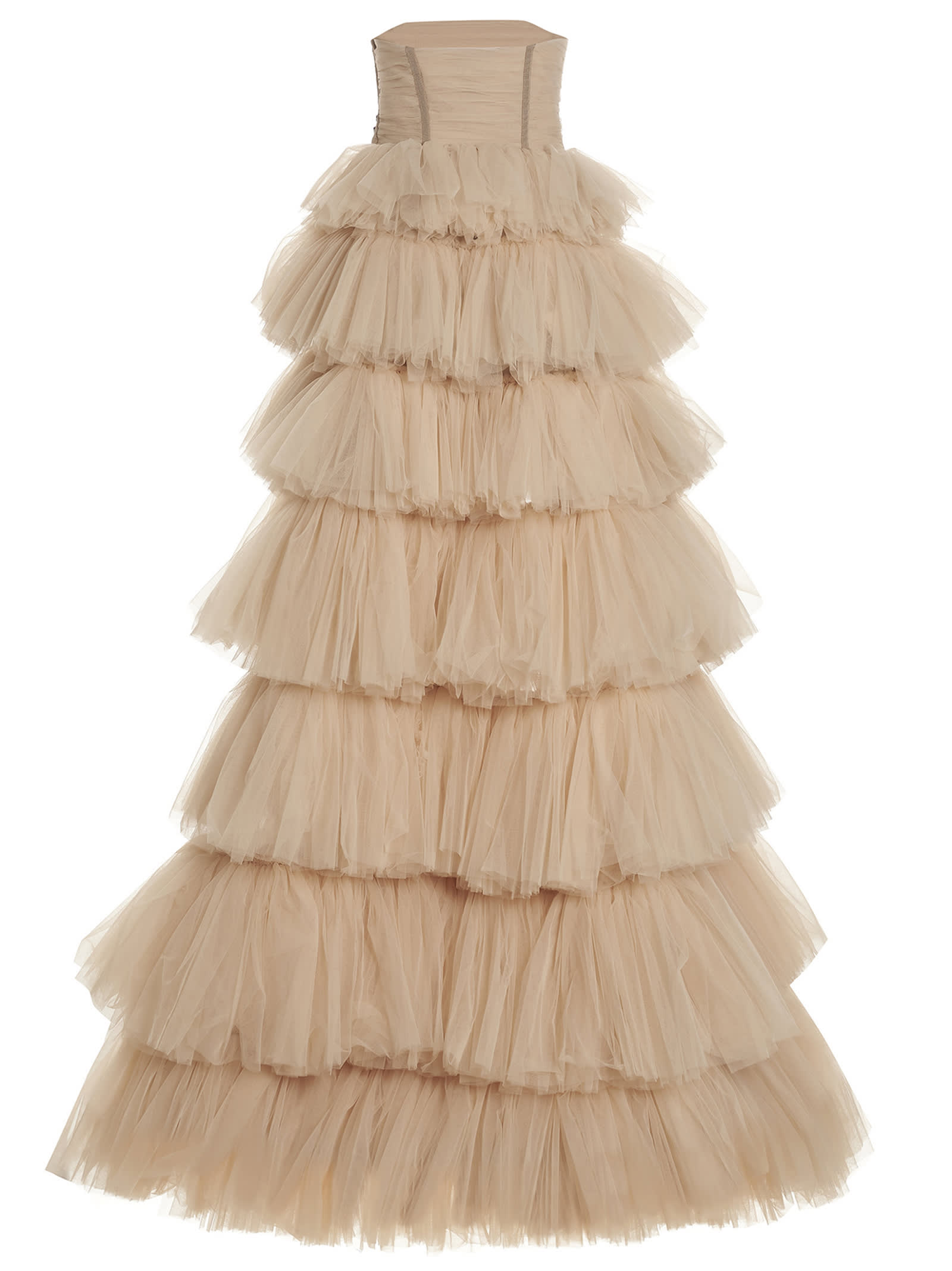 Shop 19:13 Dresscode Maxi Tulle Dress In Beige