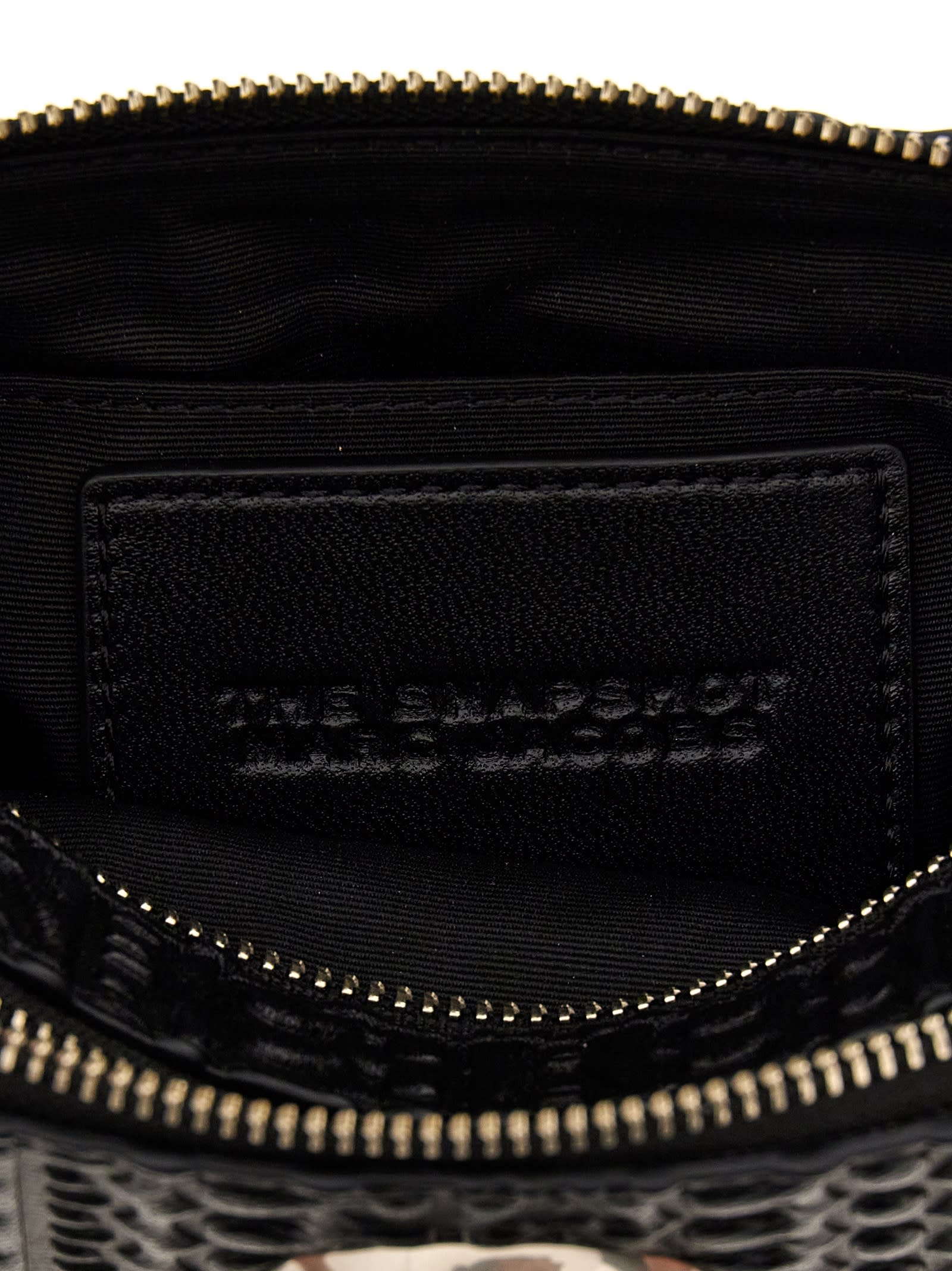 Shop Marc Jacobs The Monogram Debossed Snapshot Crossbody Bag In Black