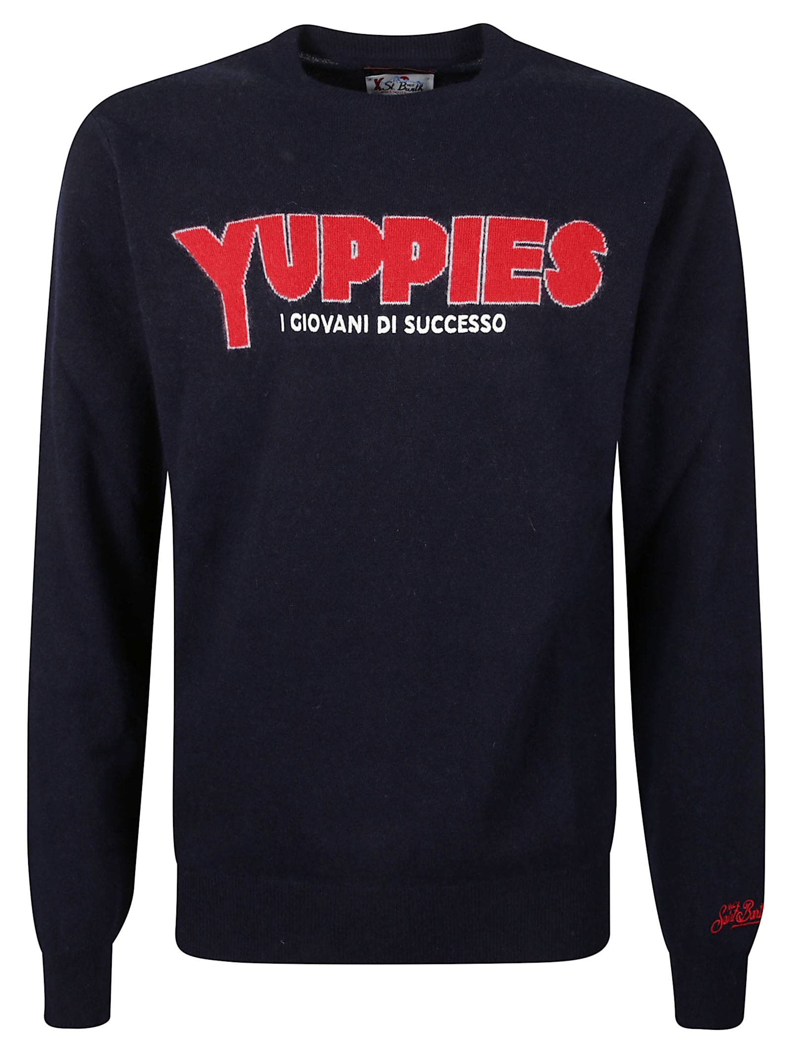 Mc2 Saint Barth Crew Neck Long Sleeve Ribbed Sweater In Multi