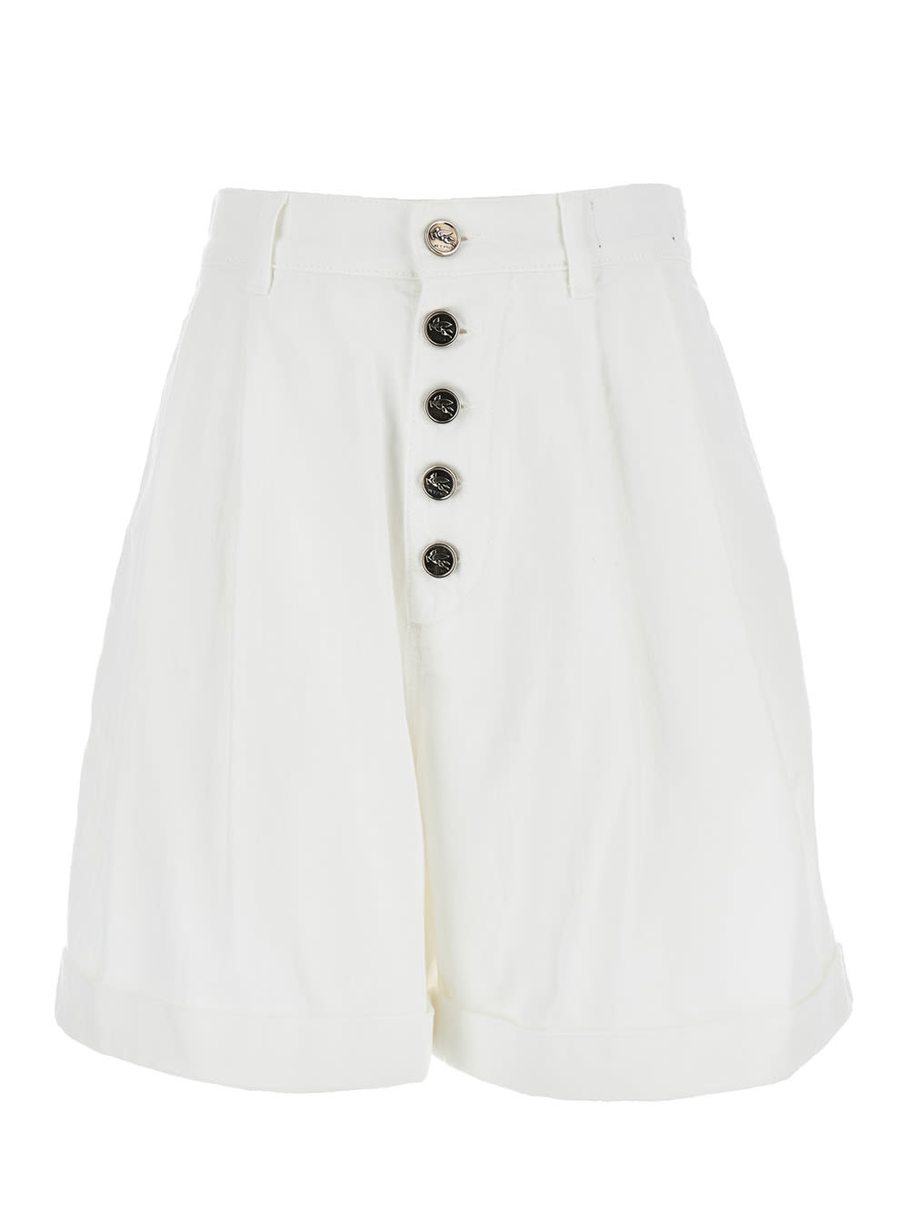 Etro White Bermuda Shorts In Cotton Woman