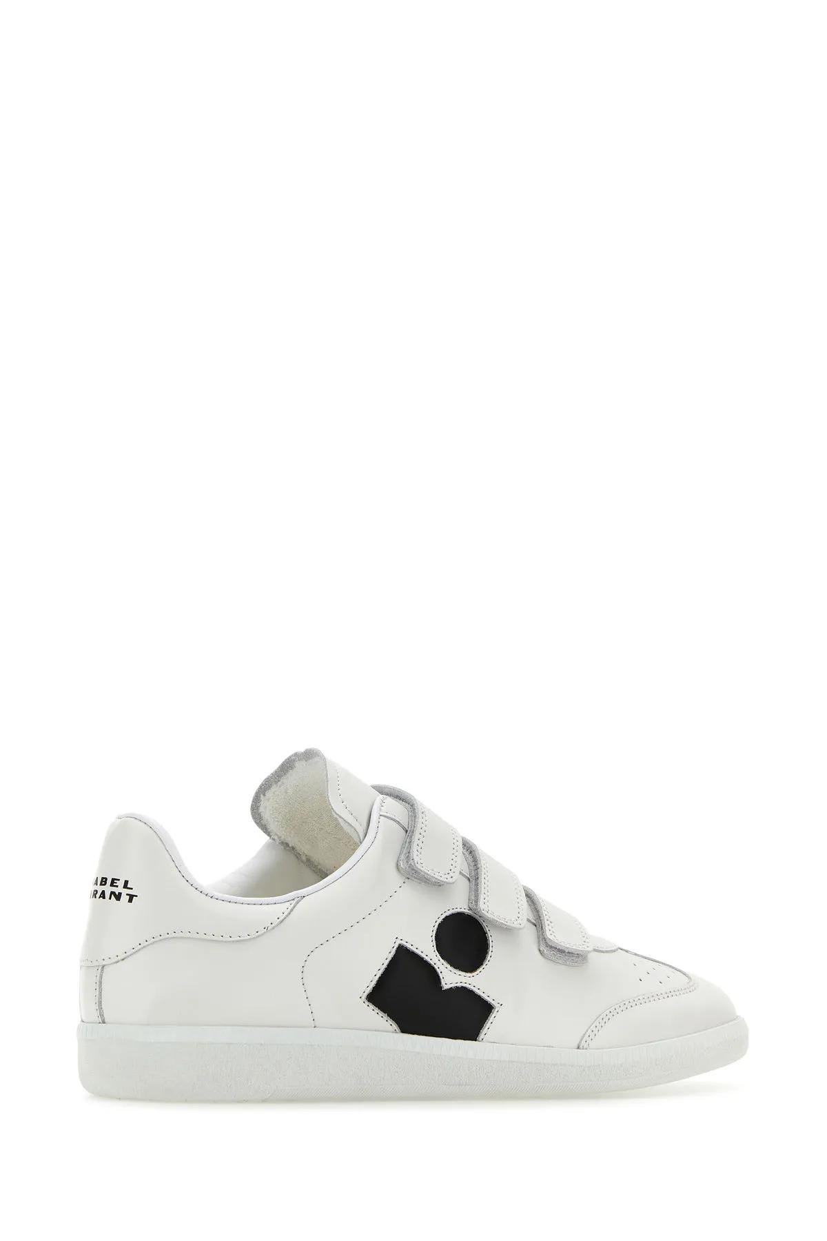 Shop Isabel Marant White Leather Logo Classic Sn Sneakers