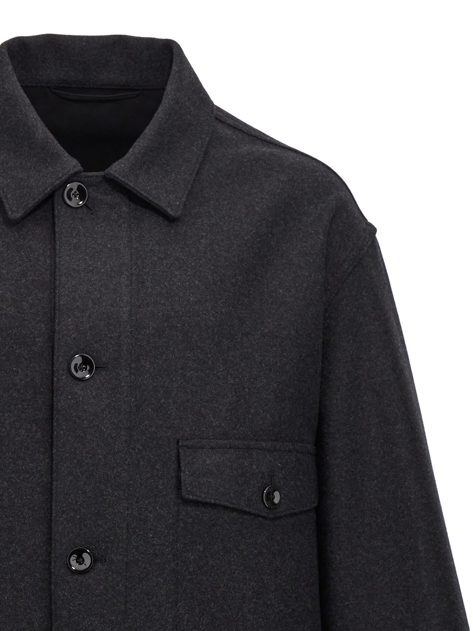 Shop Lemaire One Pocket Overshirt In Black