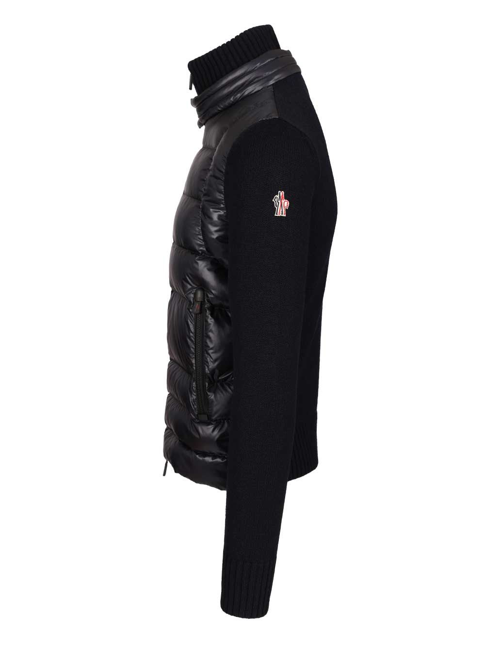 Moncler Padded Wool Cardigan In Black
