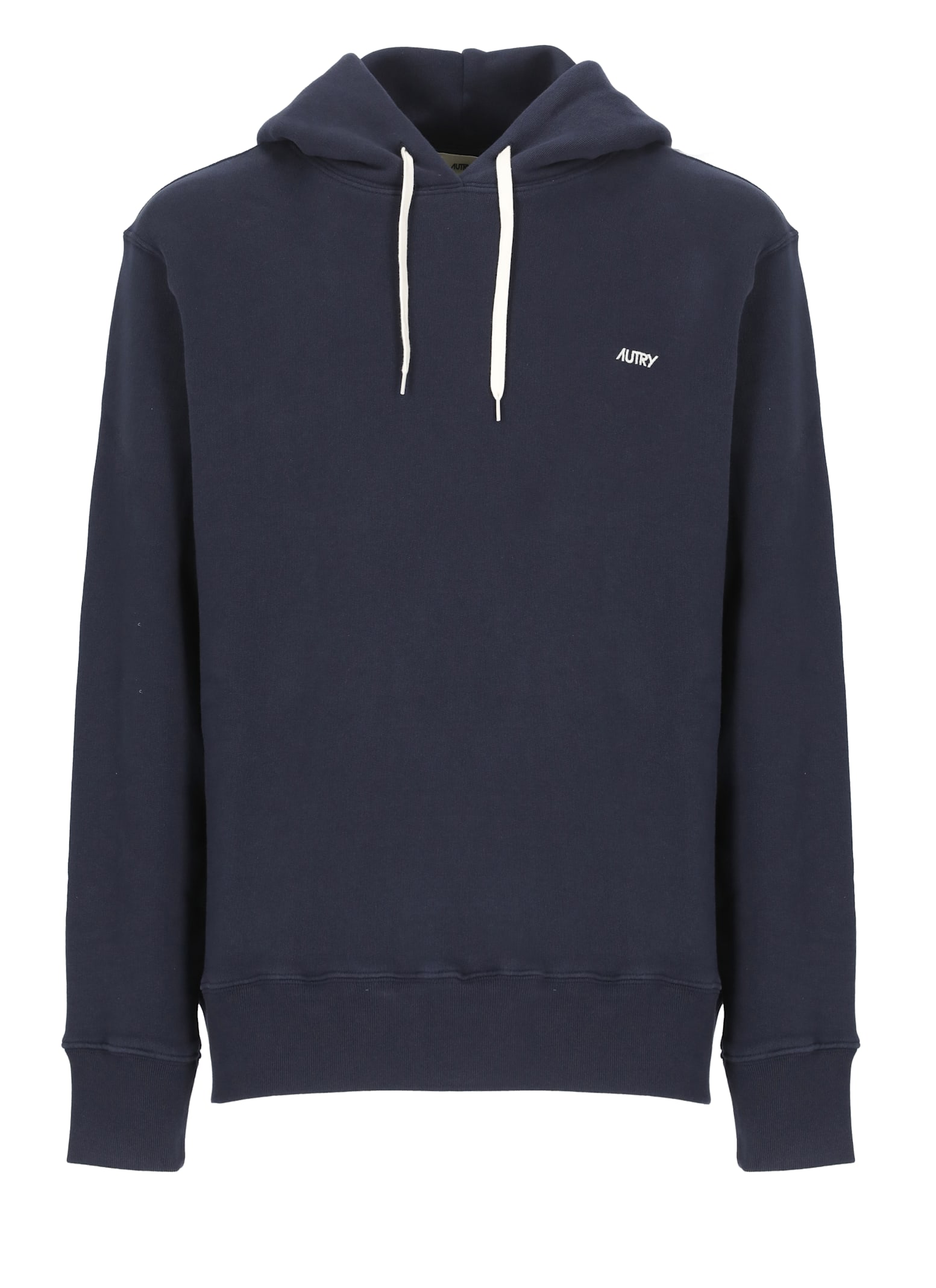 Autry Navy Cotton Hoodie With Drawstring Hood And Contrast Logo In Blue