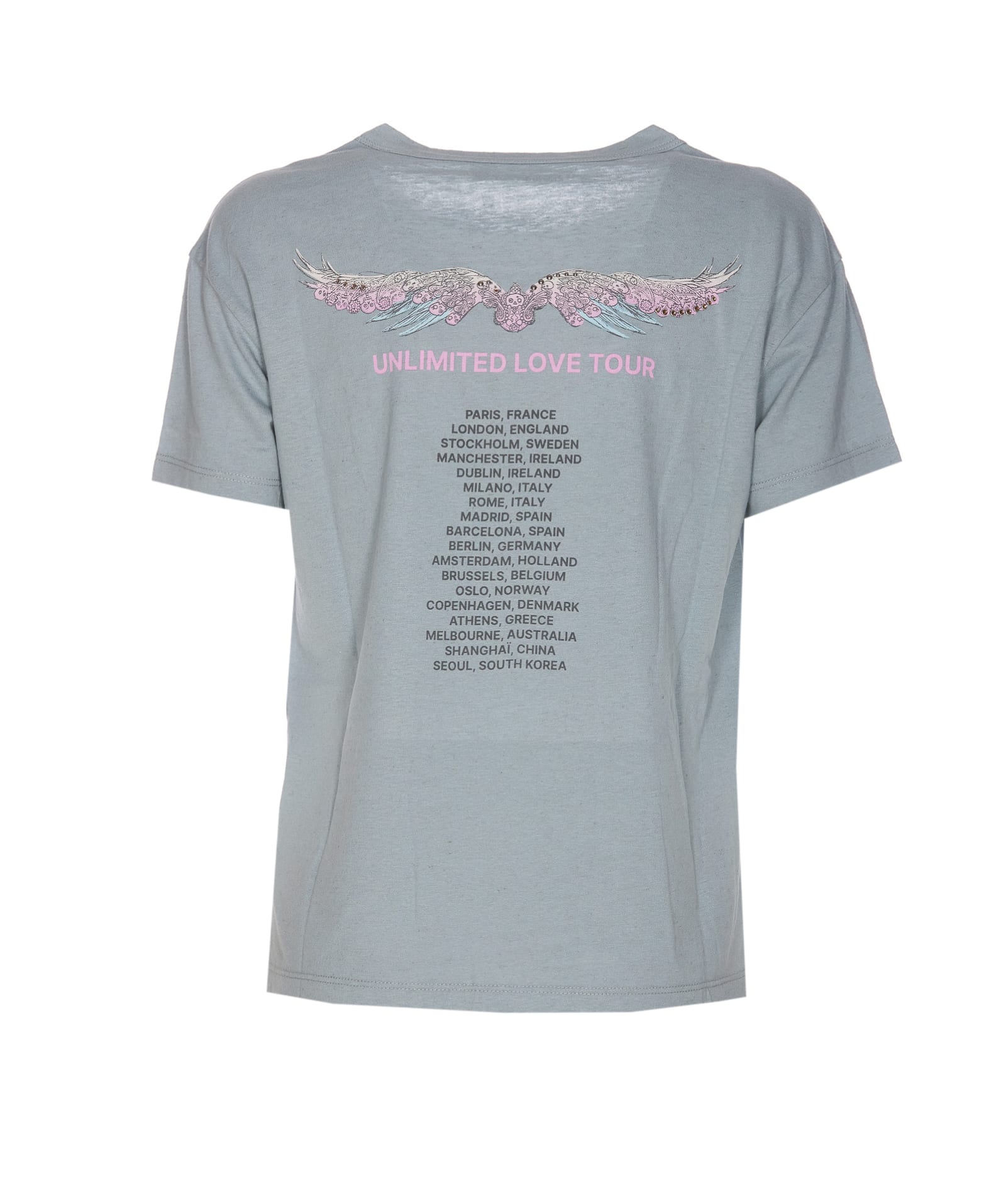 Shop Zadig &amp; Voltaire Marta Concert Strass T-shirt In Grey