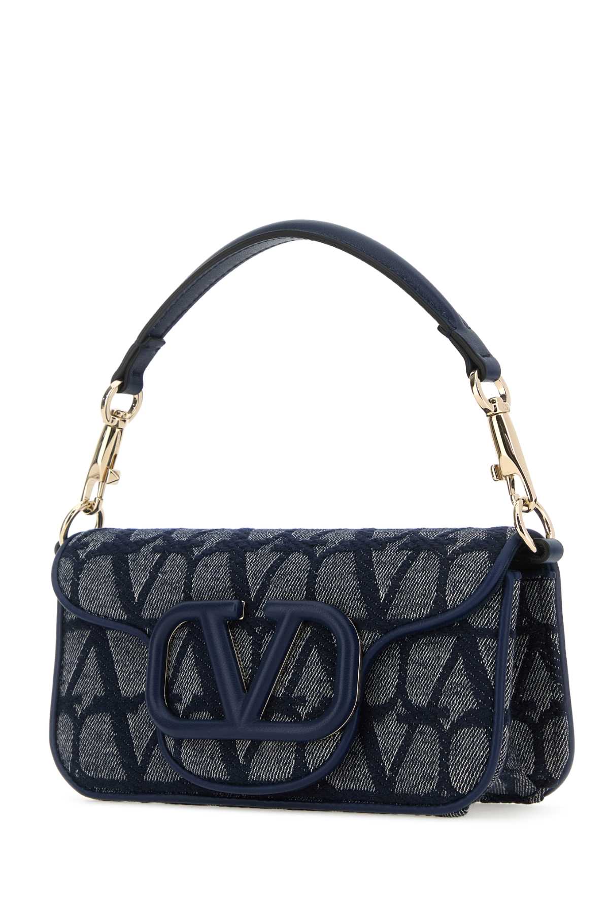 Valentino Garavani Toile Iconographe And Leather Locã² Handbag In Melangedenimworker