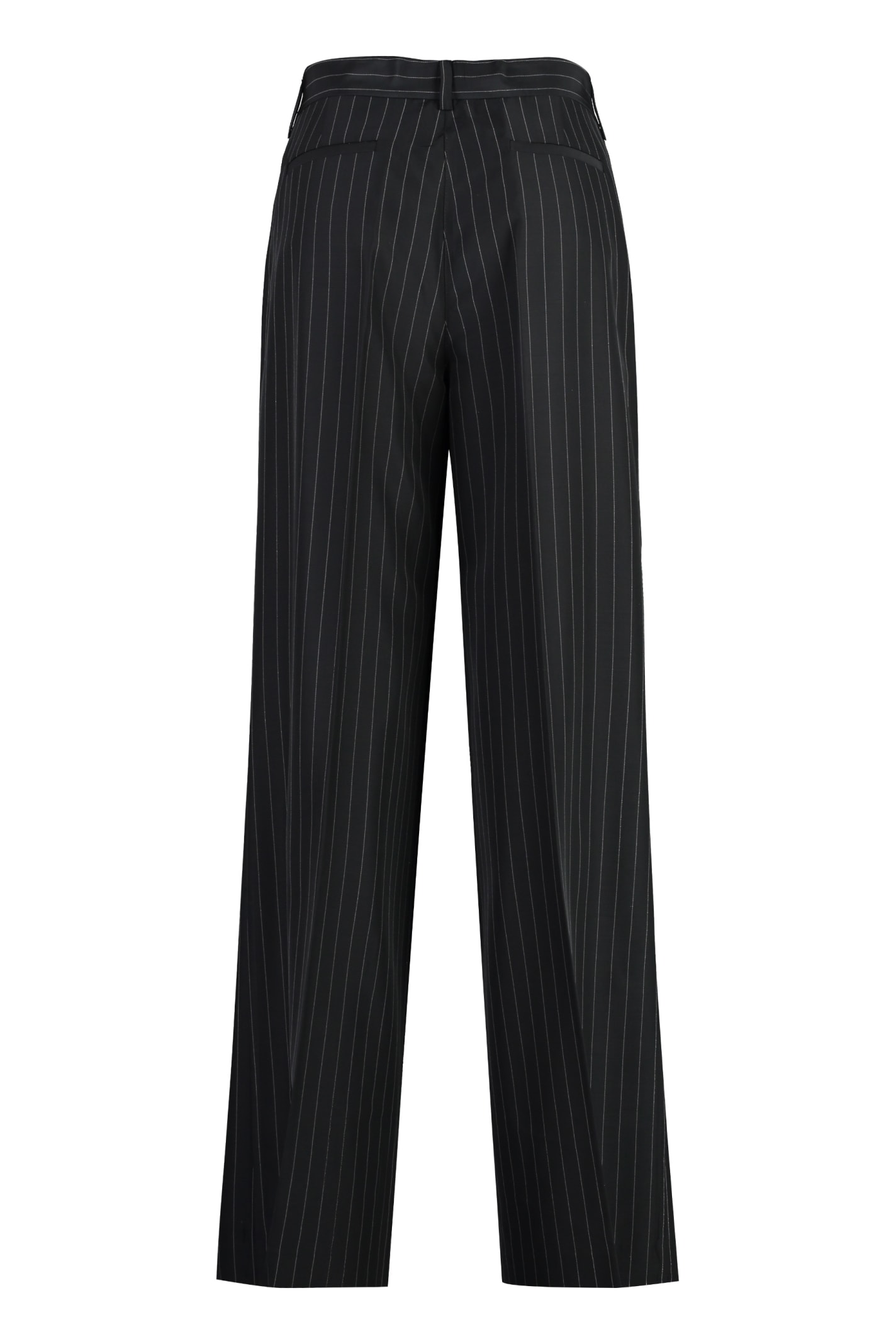 Shop P.a.r.o.s.h Wool Blend Trousers In Black