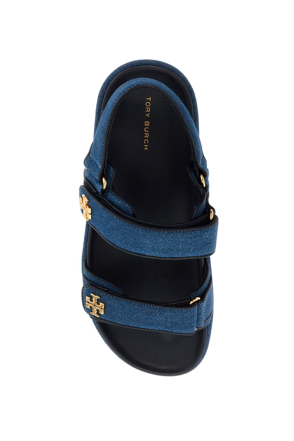 Shop Tory Burch Denim Kira Sandals For In Dark Denim / New Navy (blue)