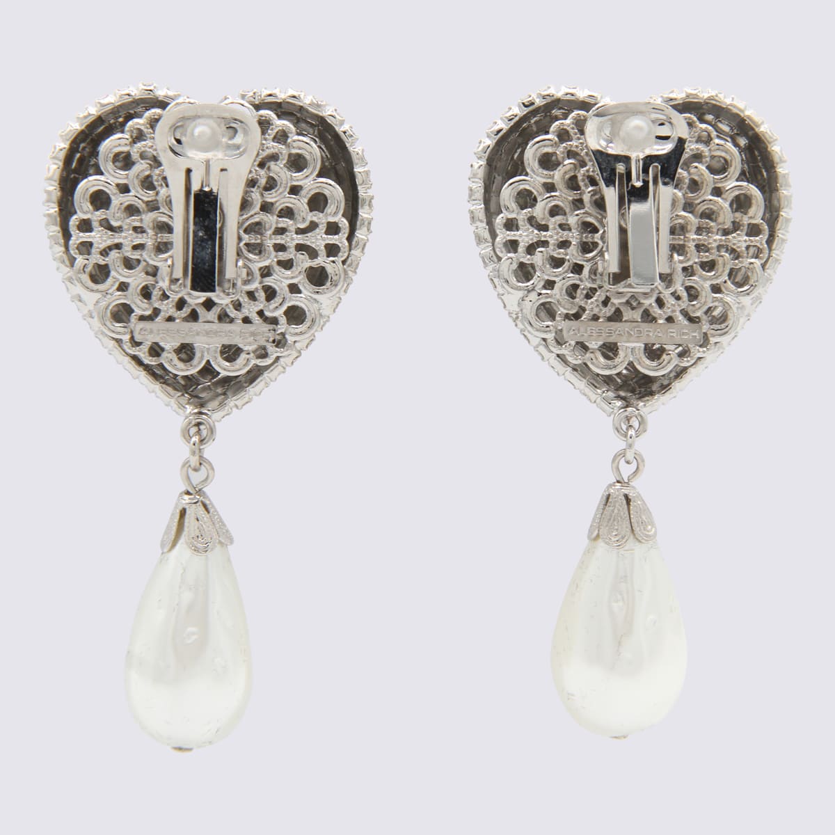 Shop Alessandra Rich Silver-tone Brass Earrings In Cry-silver