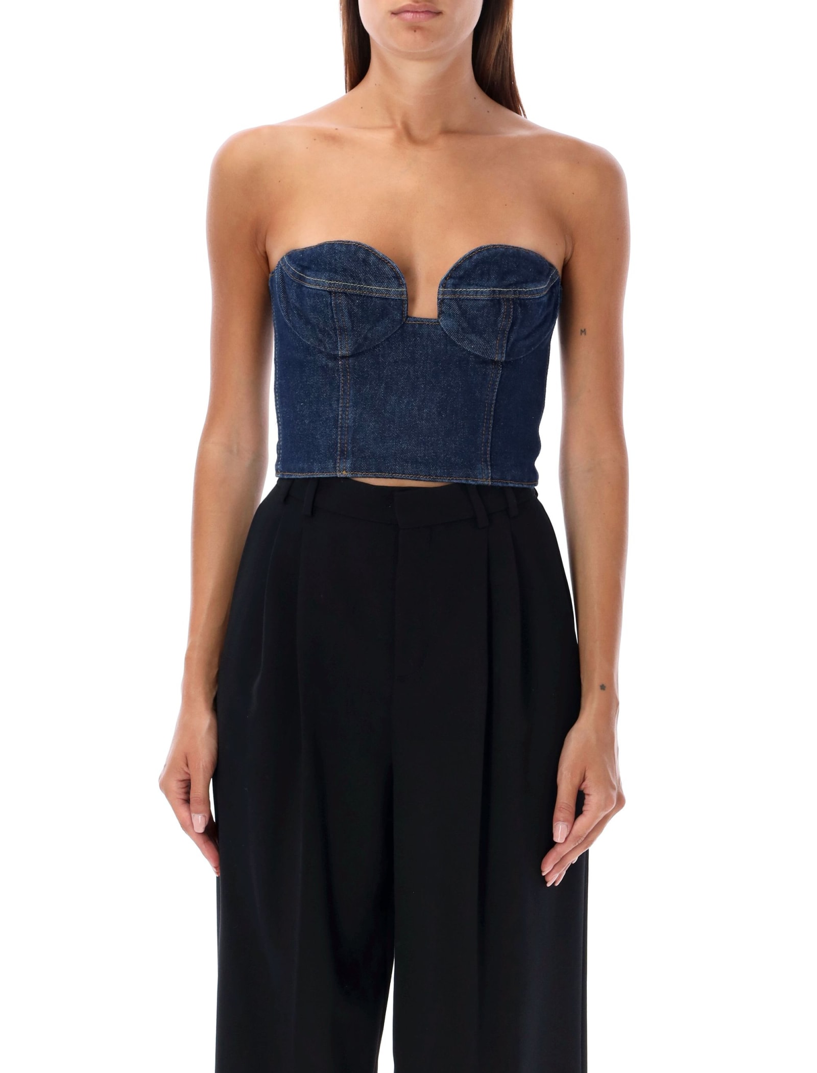 MAGDA BUTRYM BUSTIER DENIM TOP