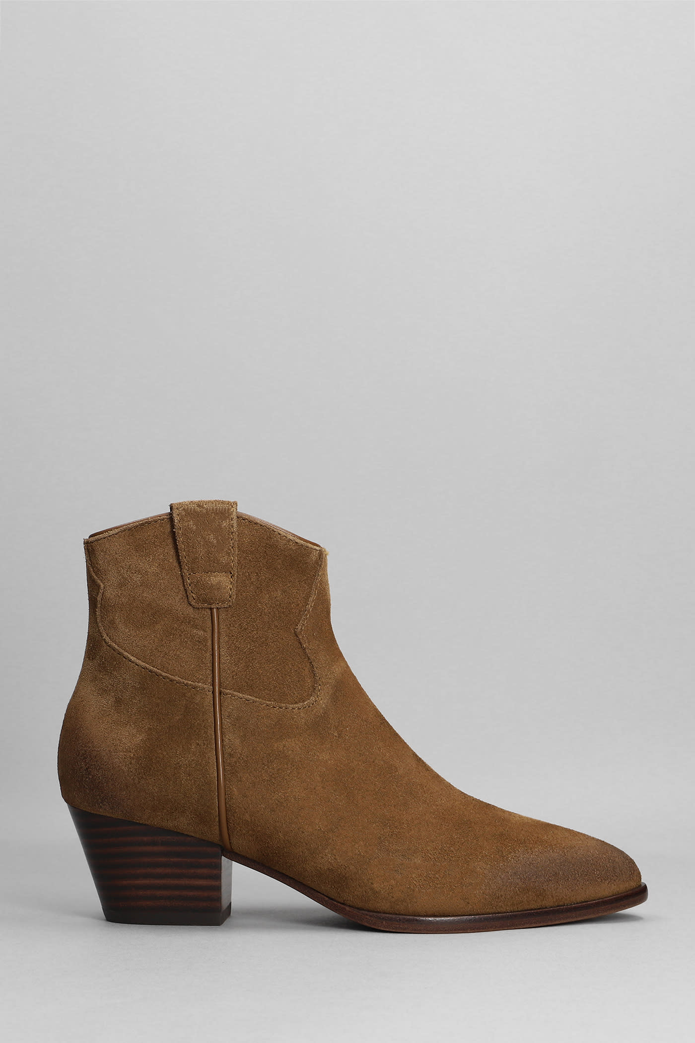 ASH HOUSTON TEXAN ANKLE BOOTS IN BROWN SUEDE