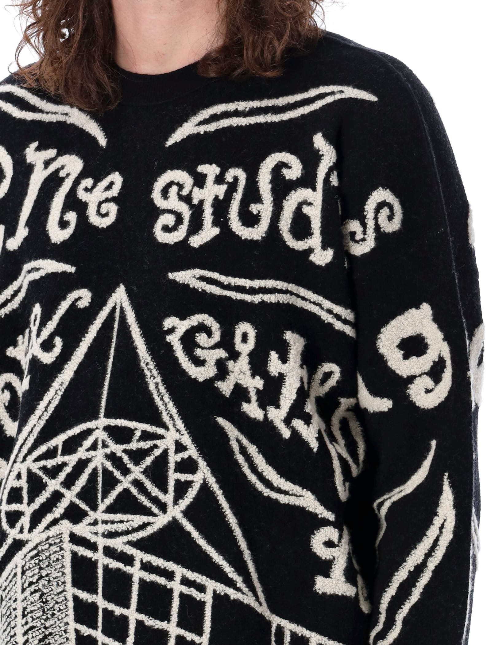 Shop Acne Studios Jaquard Sweater In Black