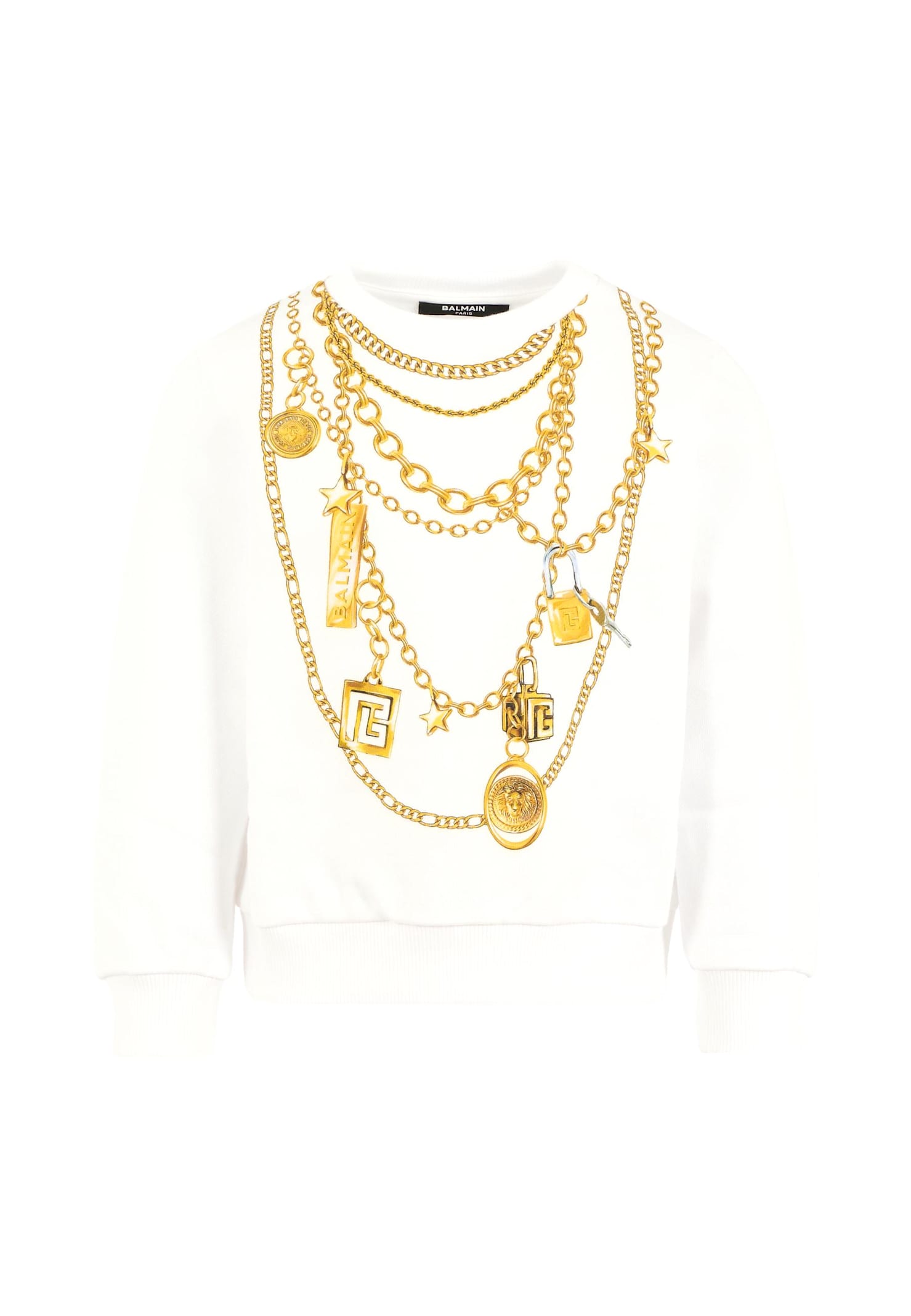 Balmain Chain-print Sweatshirt In White