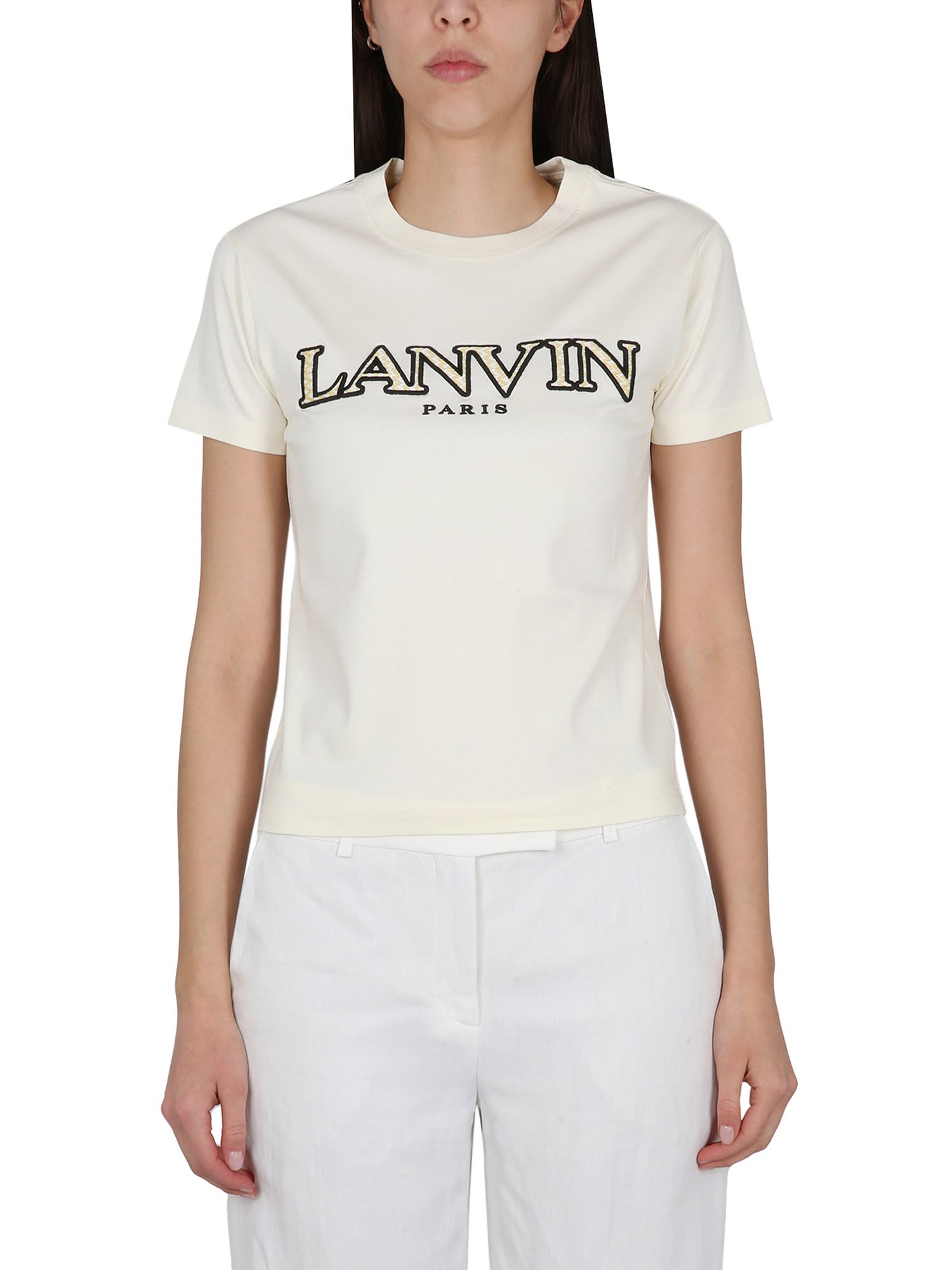 LANVIN T-SHIRT WITH LOGO EMBROIDERY
