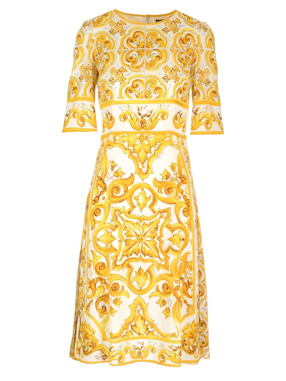 Shop Dolce & Gabbana Midi Dress In Yellow