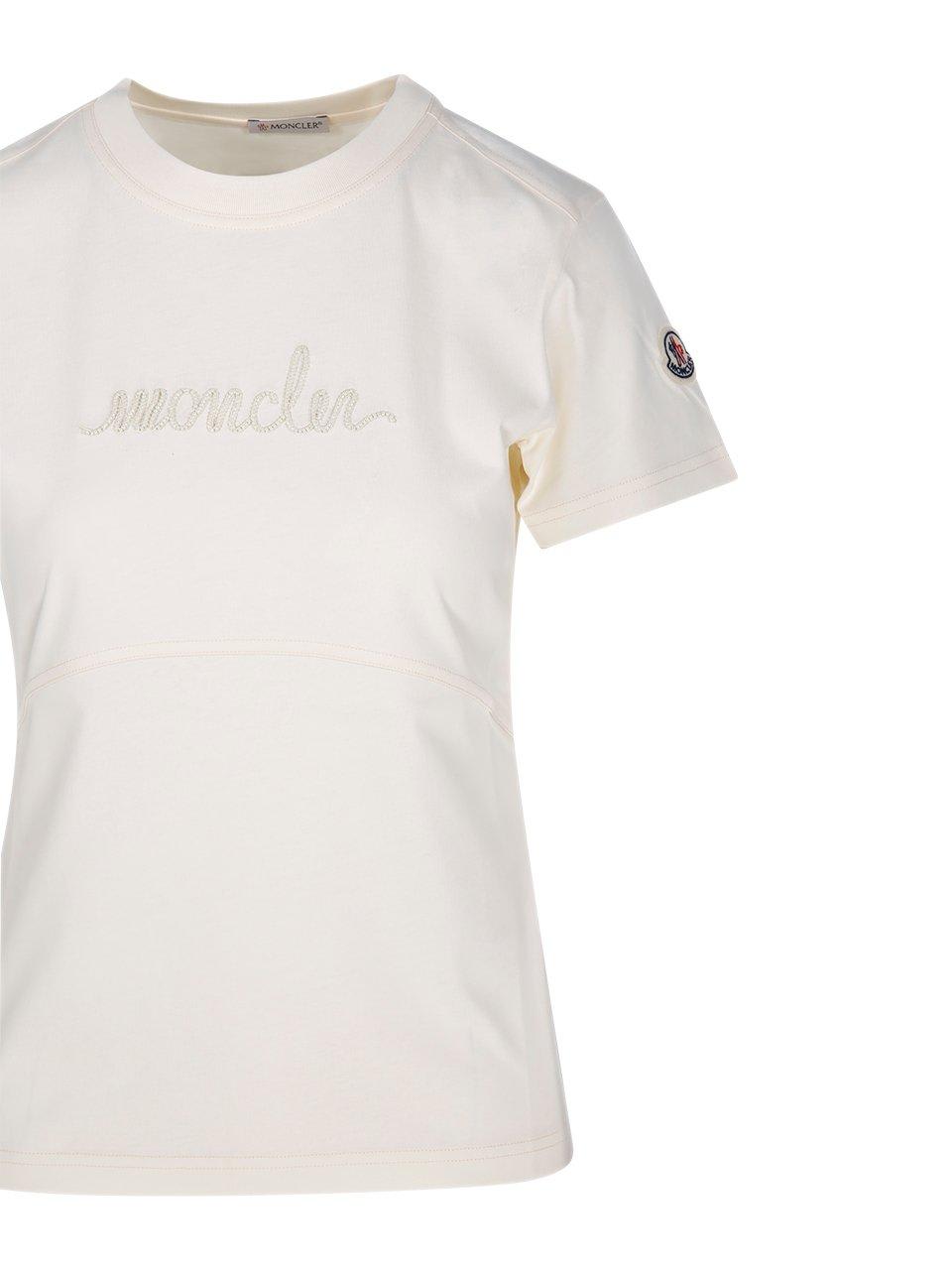 Moncler Logo Patch Crewneck T-shirt In White