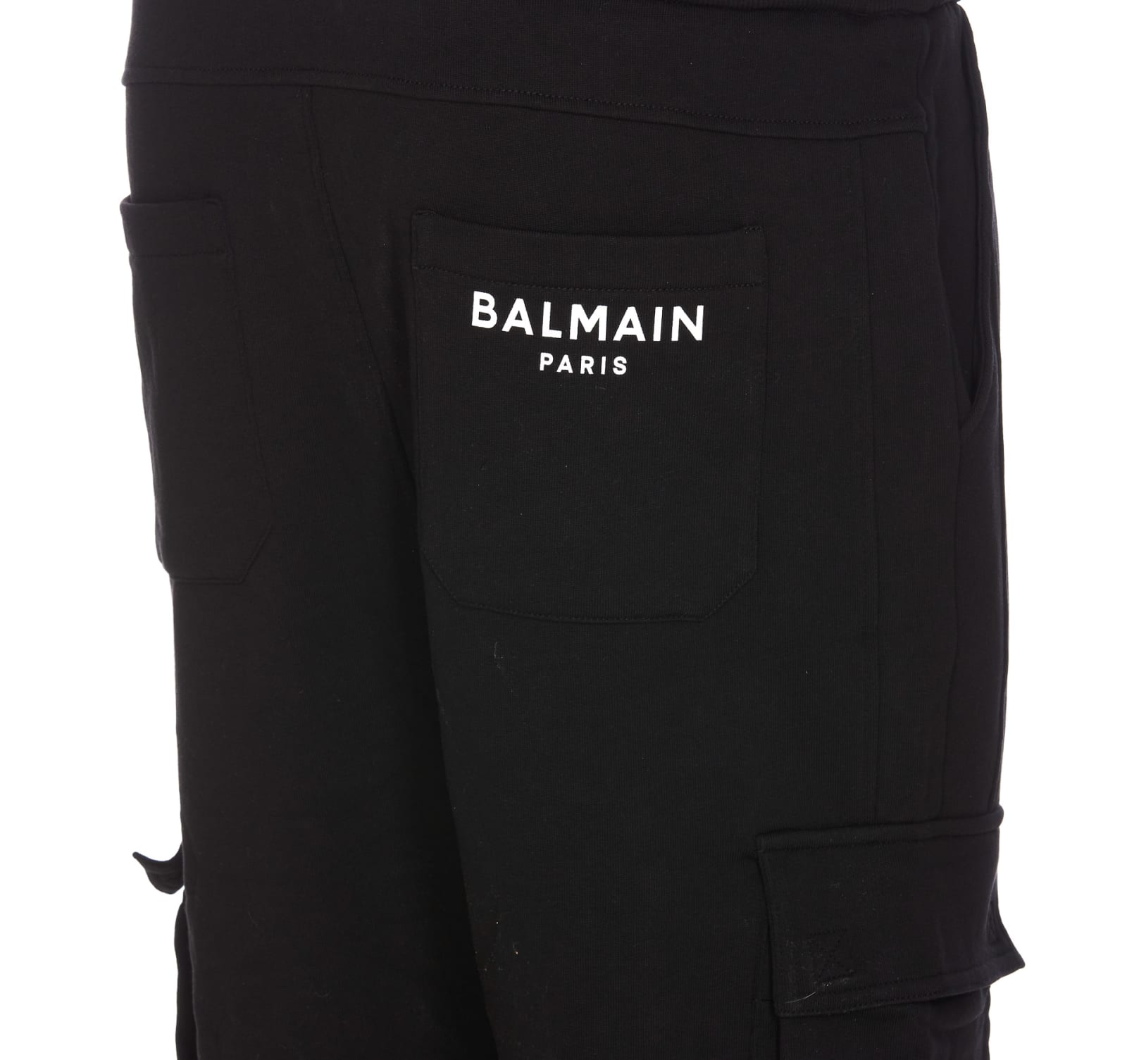 Shop Balmain Logo Cargo Pants In Black