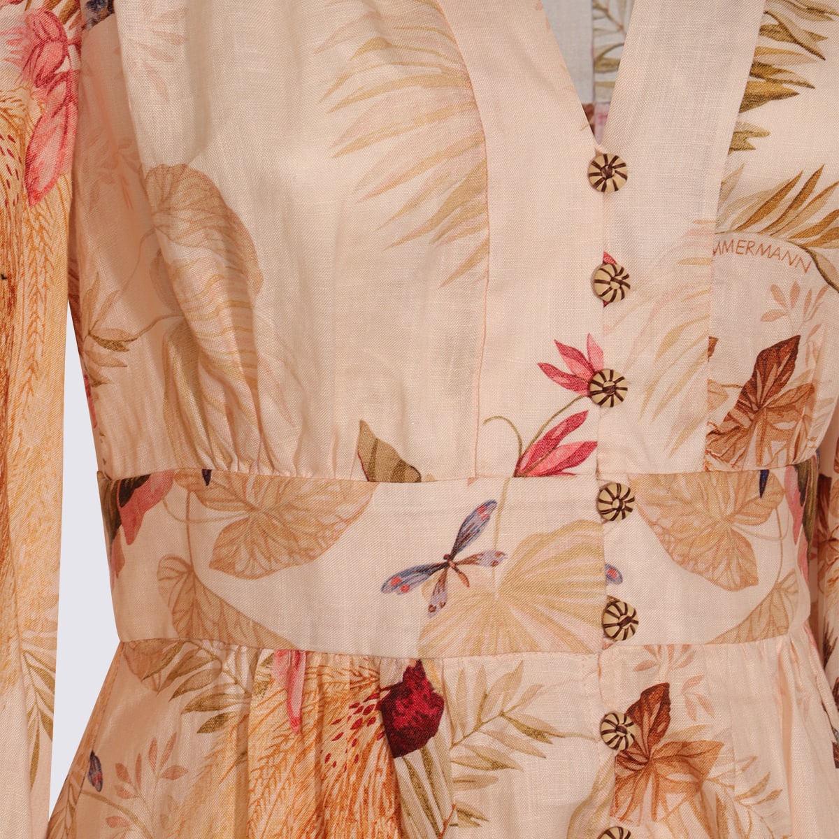 Zimmermann Ascension Plunge Printed Linen Dress In Multi
