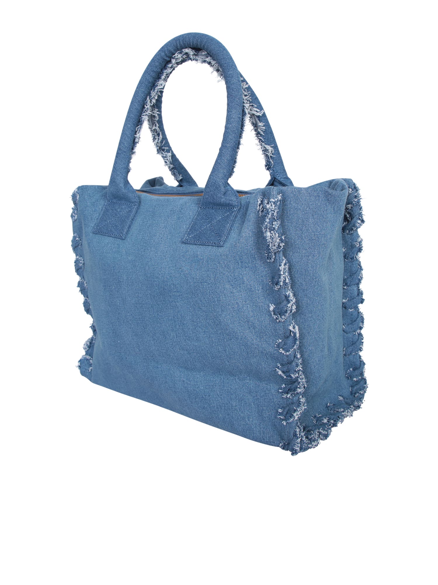 Shop Pinko Blue Denim Beach Shopping Bag