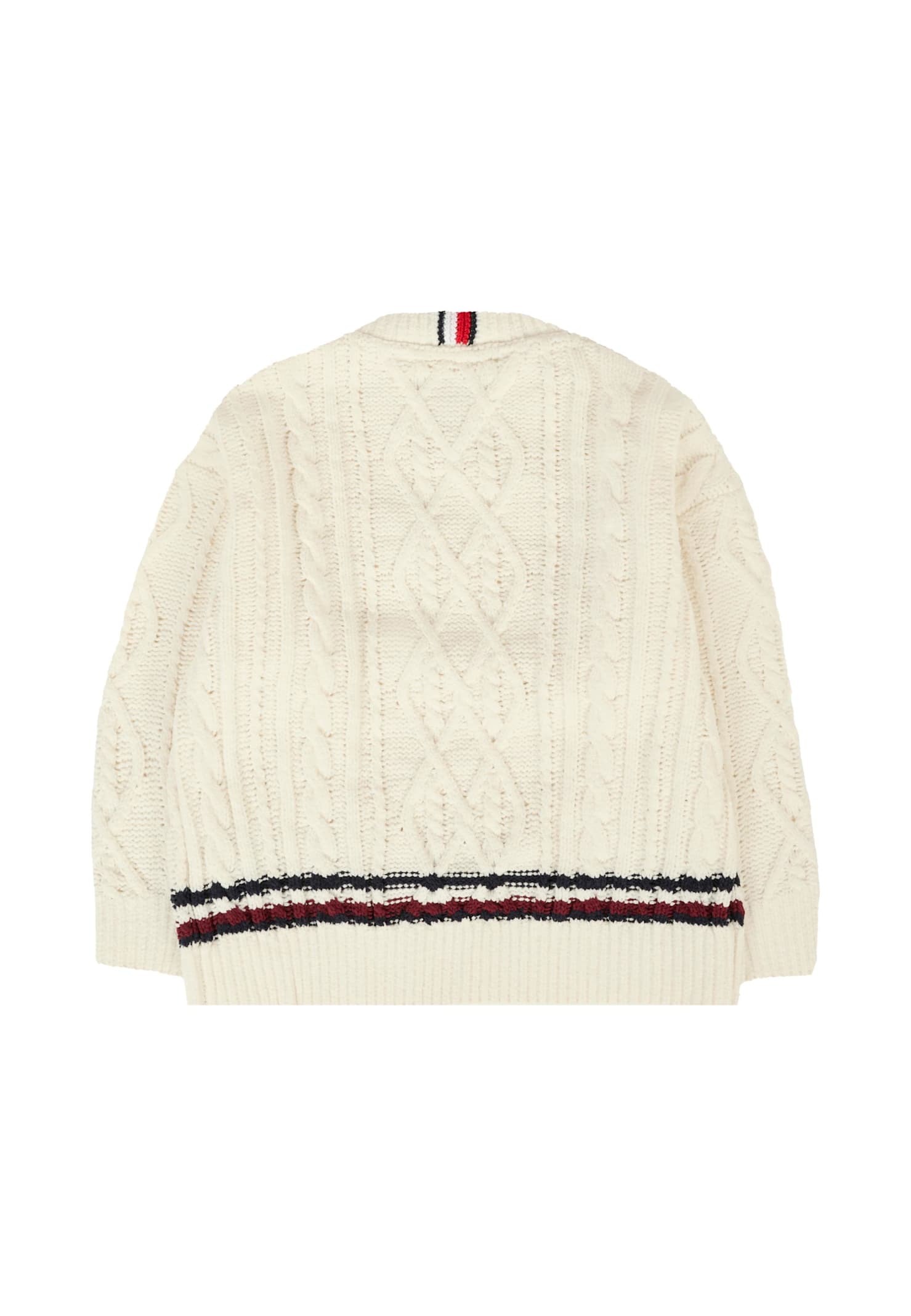 Tommy Hilfiger Ivory Sweater For Baby Boy With Flag In Neutral