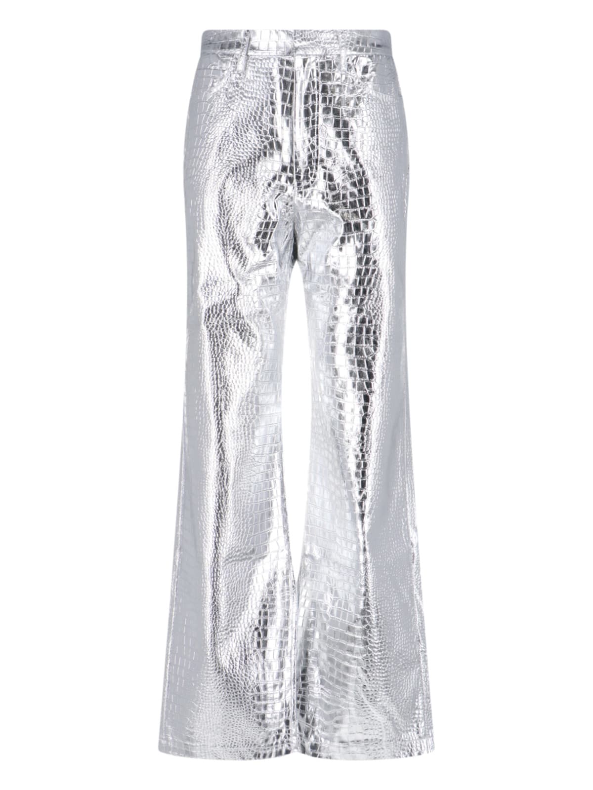 Shop Rotate Birger Christensen Croc Print Trousers In Silver