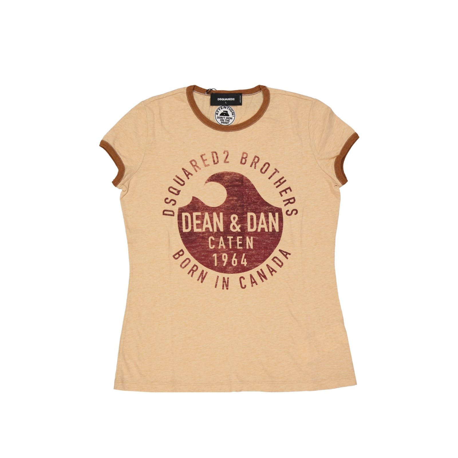 Dsquared2 Cotton Logo T-shirt Men In Beige