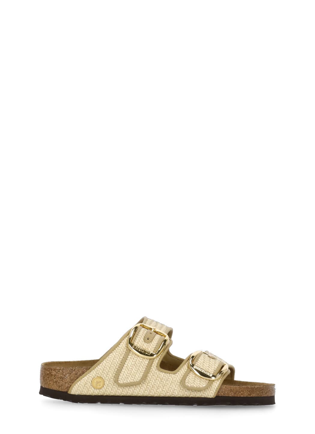 Birkenstock Rafia Arizona Big Buckle Sandals In Yellow