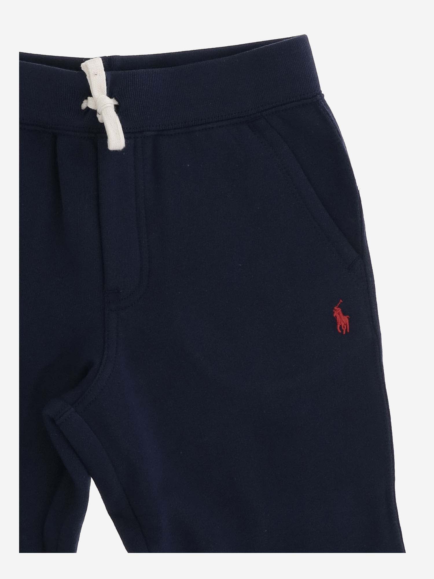 Shop Polo Ralph Lauren Cotton Blend Joggers With Logo In Blue